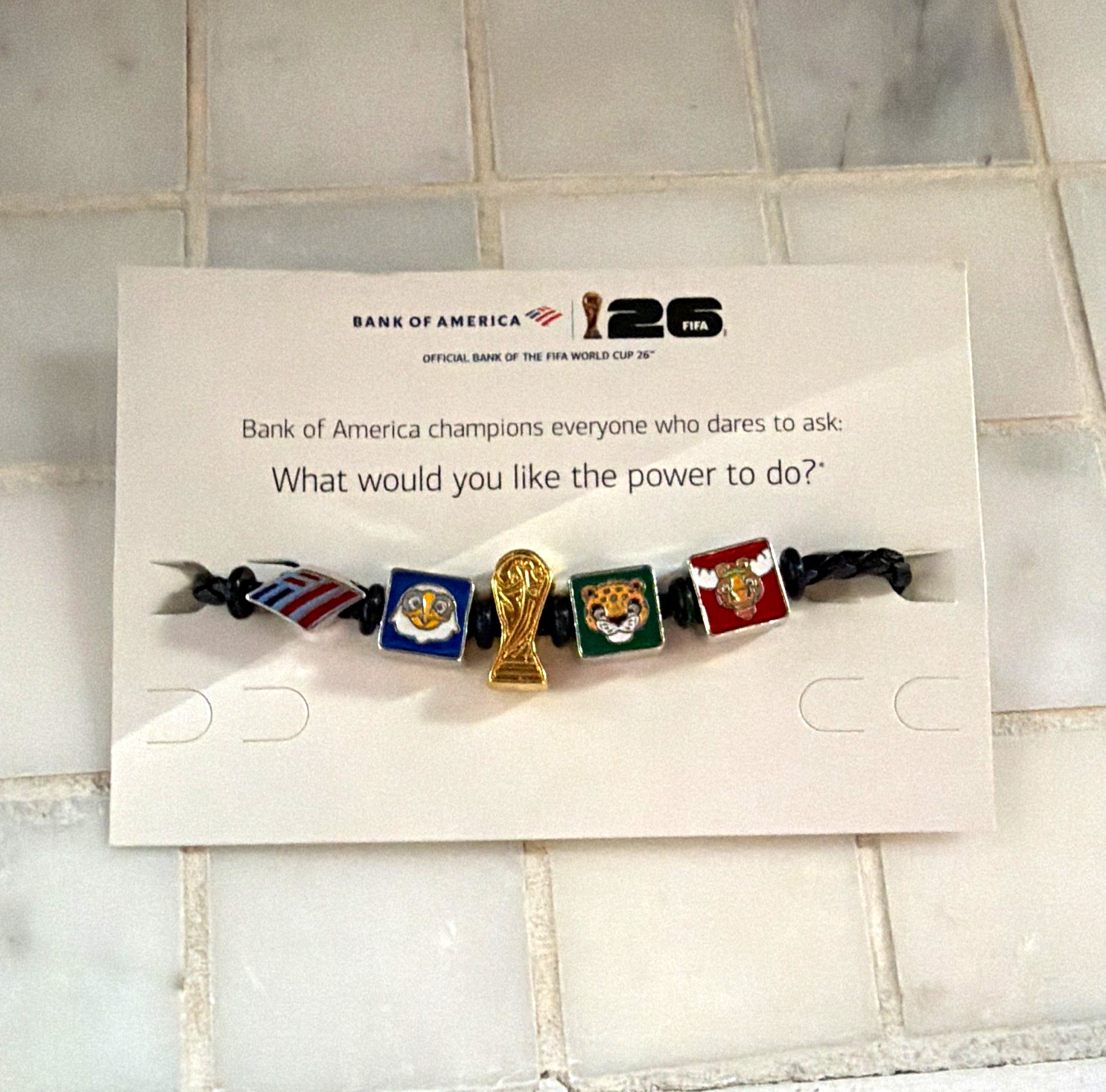 FIFA World Cup 26 Braided Cord Charm Bracelet Multicolor Adjustable Slide