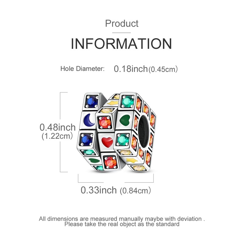 MULA Original 925 Sterling Silver CZ Rotating Square Charm For Women Bracelet
