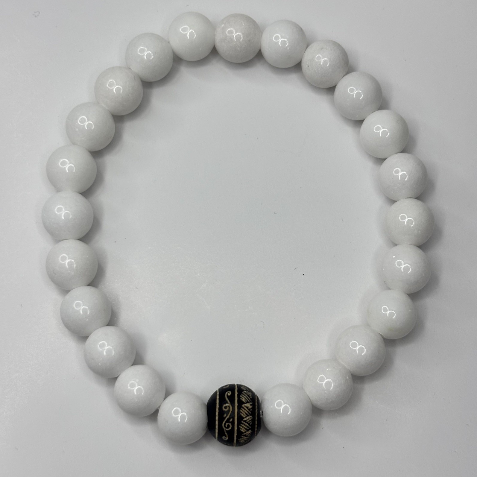 Handmade Natural Gemstone Bracelets Black Onyx Jade White Green Stone Jewel Gift
