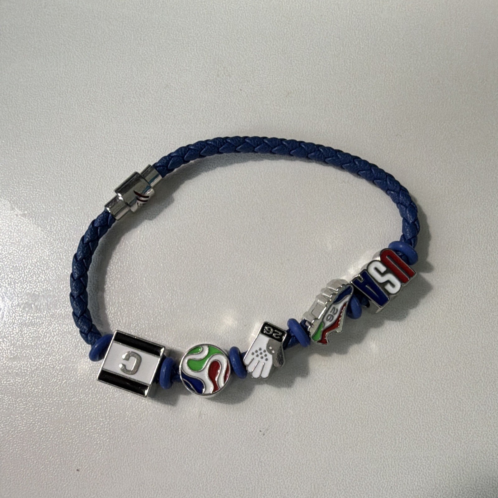 FIFA World Cup 2026 BofA Blue Bracelet USA, Soccer Ball, Glove, Shoe- Size large