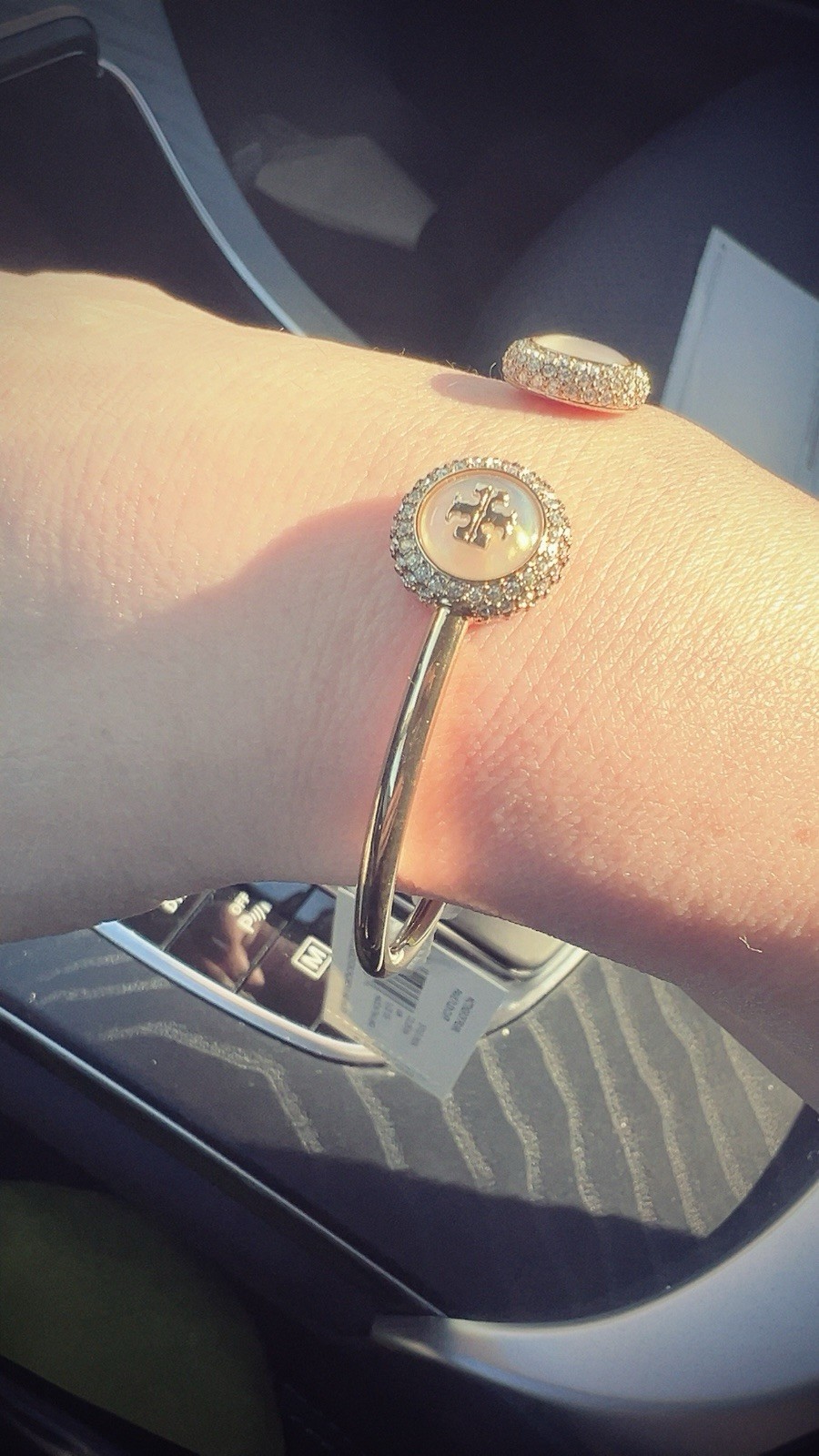 tory burch mother of pearl pave flex cuff 178018