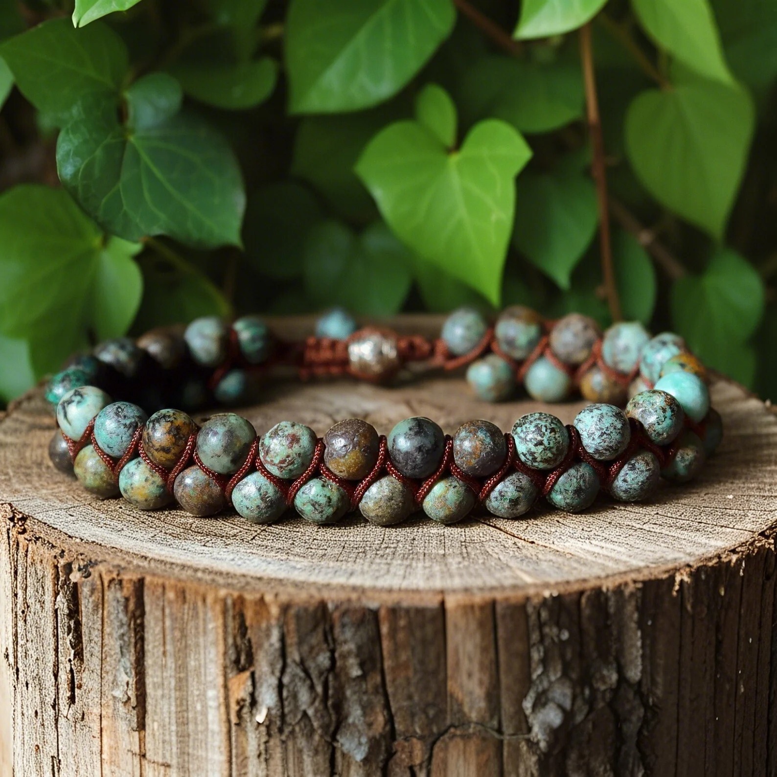 Genuine African Turquoise Beaded Handmade Healing Reiki Chakra Boho Bracelet New