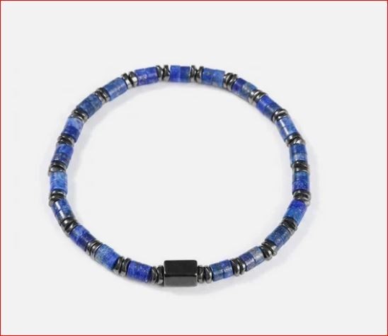 Genuine Lapis Lazuli Hematite Protection Bracelet Healing Energy Grounding Men