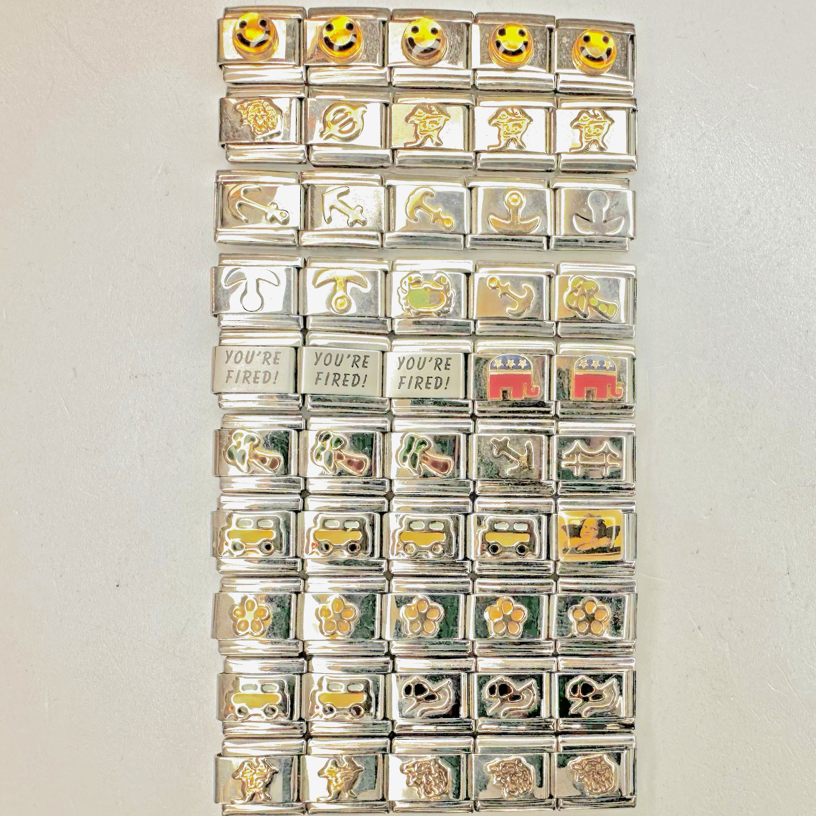 50 Pieces ITALIAN CHARMS 9 MM lot #561 Wholesale New Old Stock NOS Link Pieces