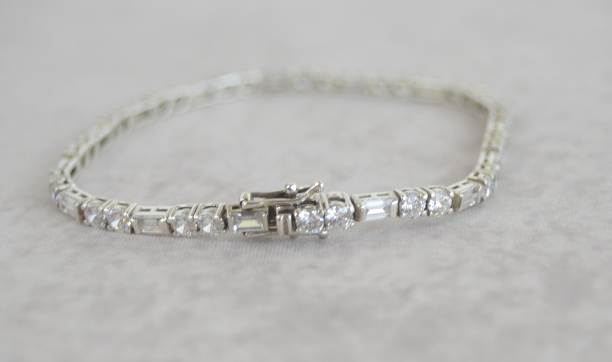QVC Diamonique Sterling Silver Tennis Bracelet Jewelry S 925 DQ CZ Korea