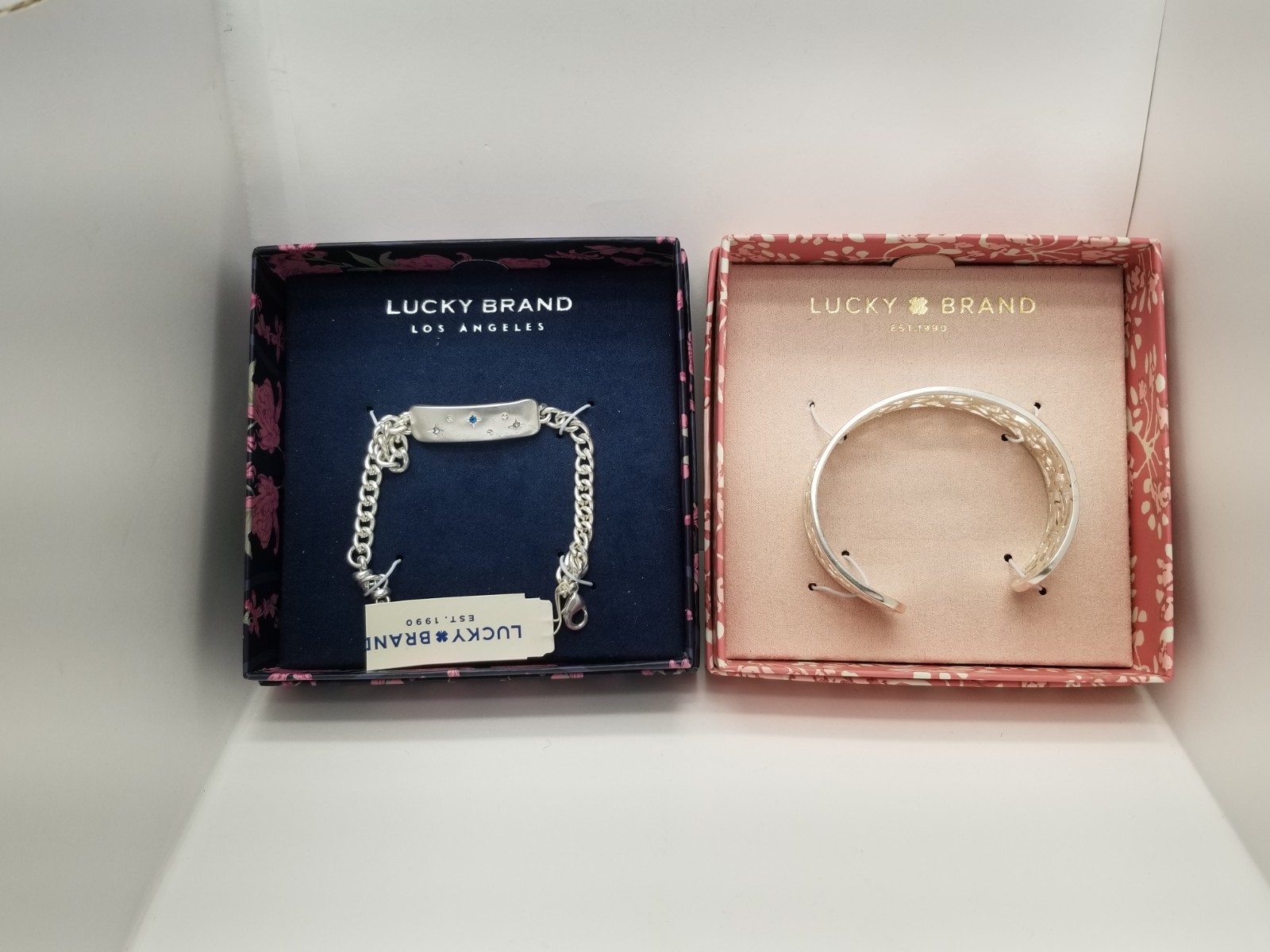 New Box Lucky Brand Stars Constellation Bracelet Silver Tn Charm Clasp Jewelry