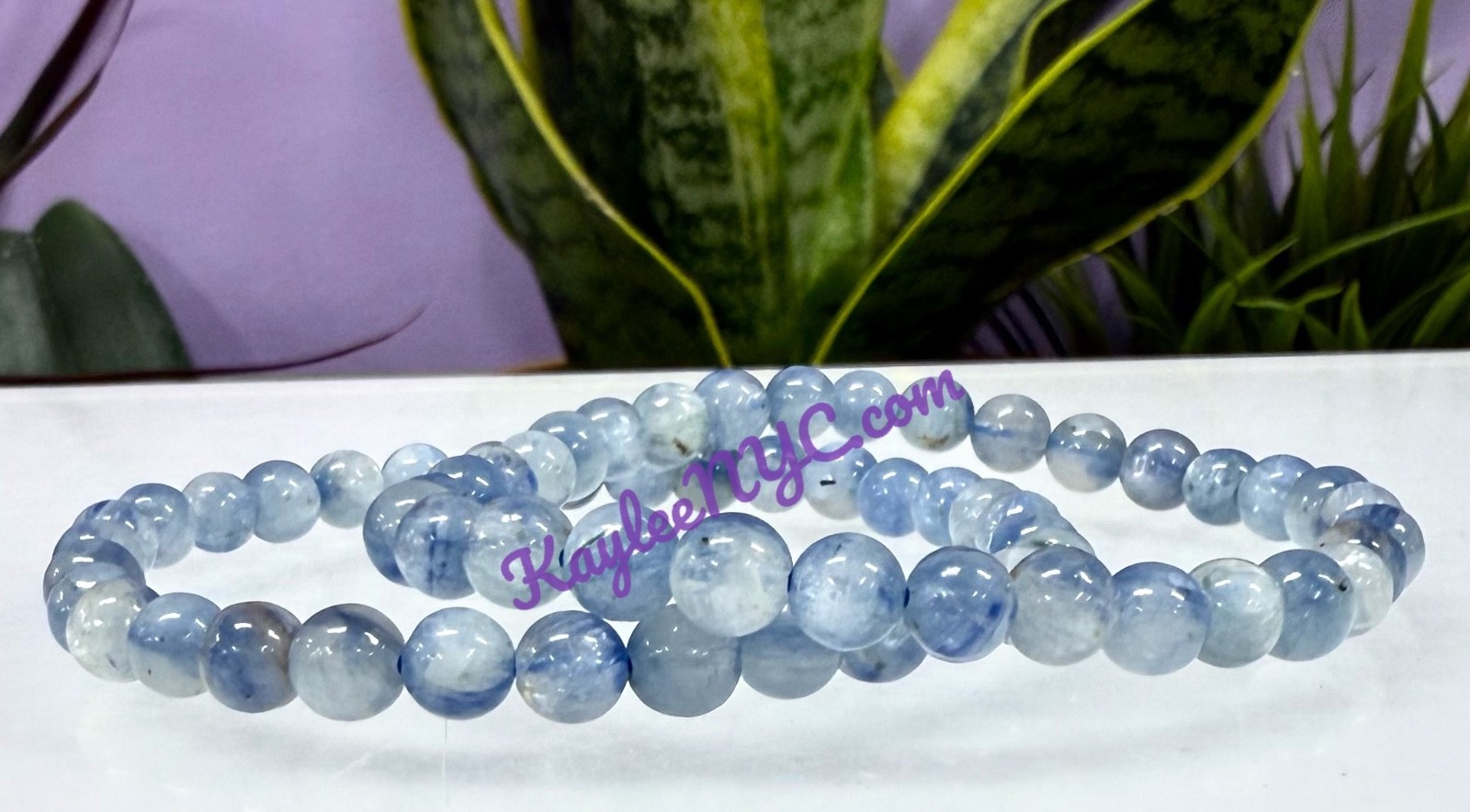 Wholesale 6 Pcs 6mm Natural Blue Kyanite 7.5” Crystal Healing Stretch Bracelet