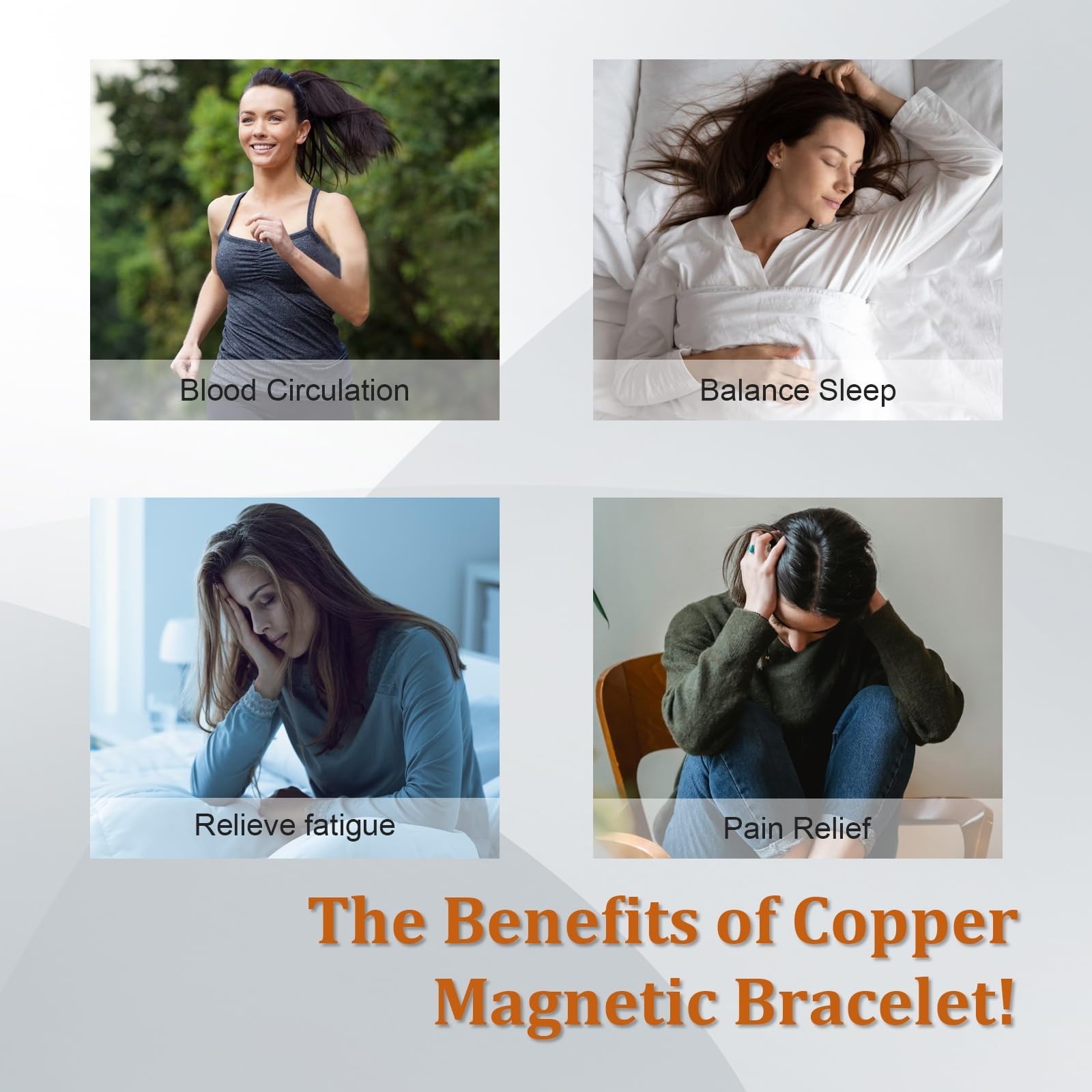 Women’s Magnetic Pure Copper Bracelet–3500 Gauss Magnets, Adjustable Sparkling
