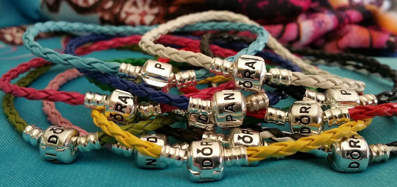 Braided Bracelet Faux Leather Fit European Charm Bead Bracelets Clasp w Logo