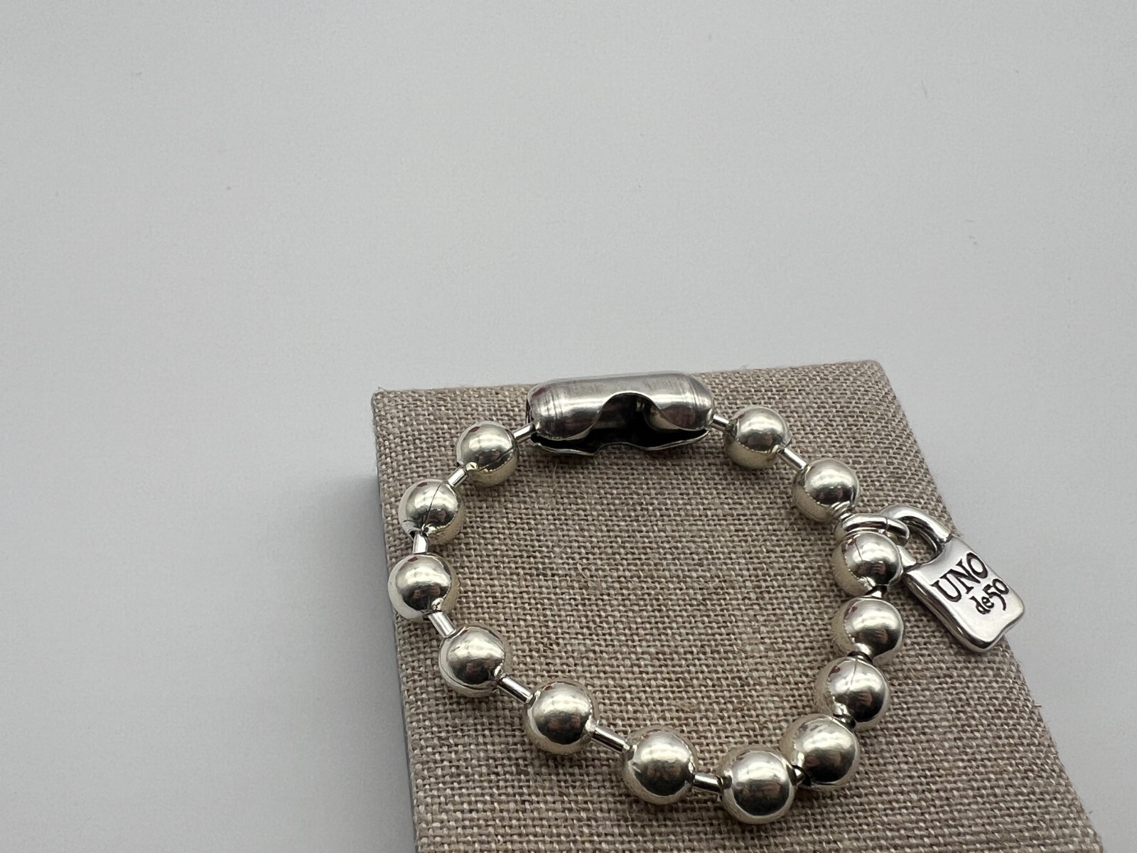 NEW Uno de 50 SNOWFLAKE Bracelet Sterling Silver Plated Beads Size Large