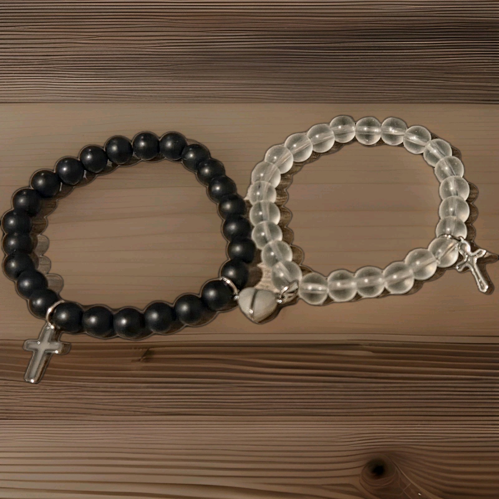 2pcs Magnetic Luminous Beads Bracelet Couple Lover Crown Heart Matching Bracelet