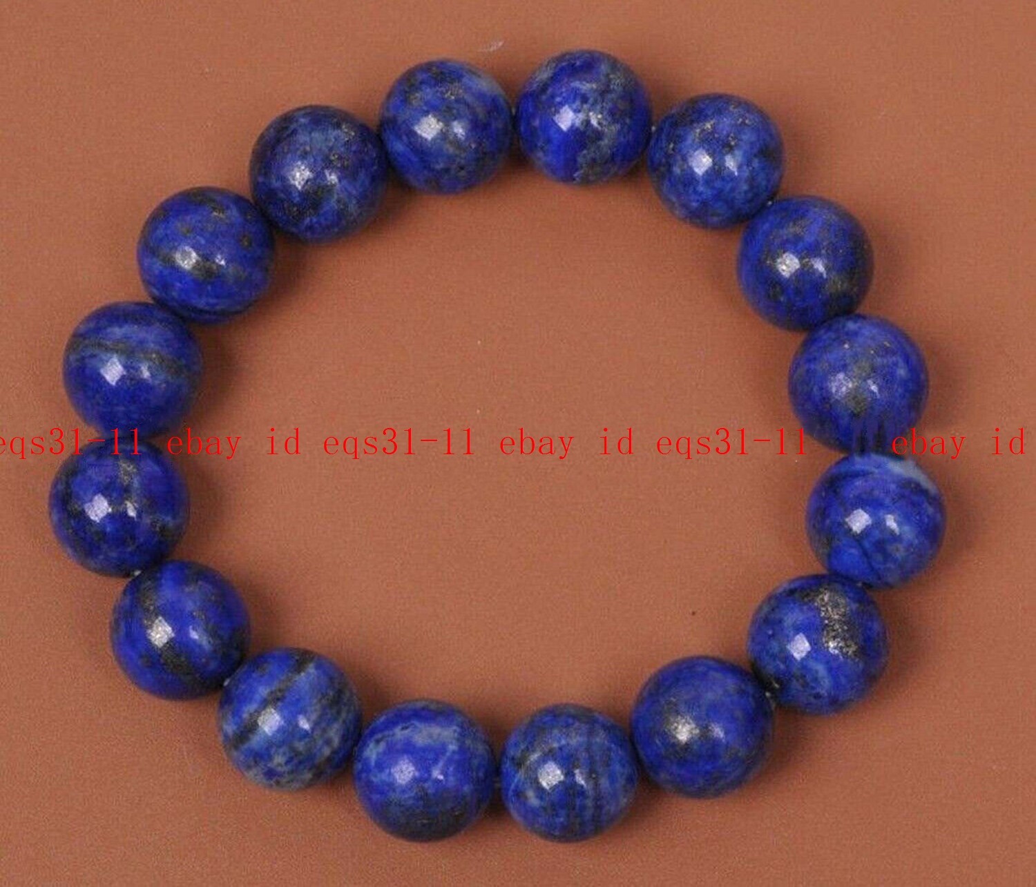 Genuine 12mm Blue Lapis Lazuli Round Gemstone Beads Elastic Bracelet 7.5″ AAA+