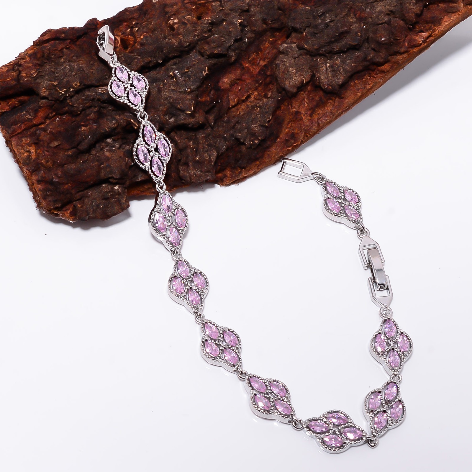 Pink Sapphire – Simulated 925 Sterling Silver Adjustable Bracelet 7-8″ B130130