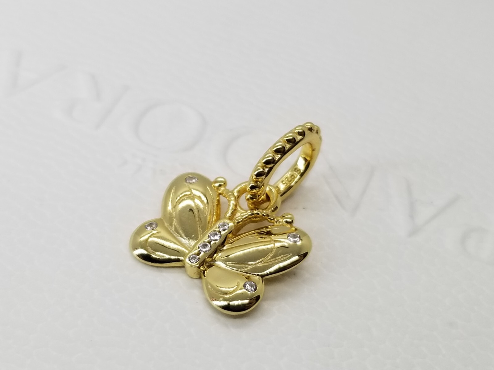Authentic Pandora Decorative Butterfly Pendant Shine Gold Dangle Charm