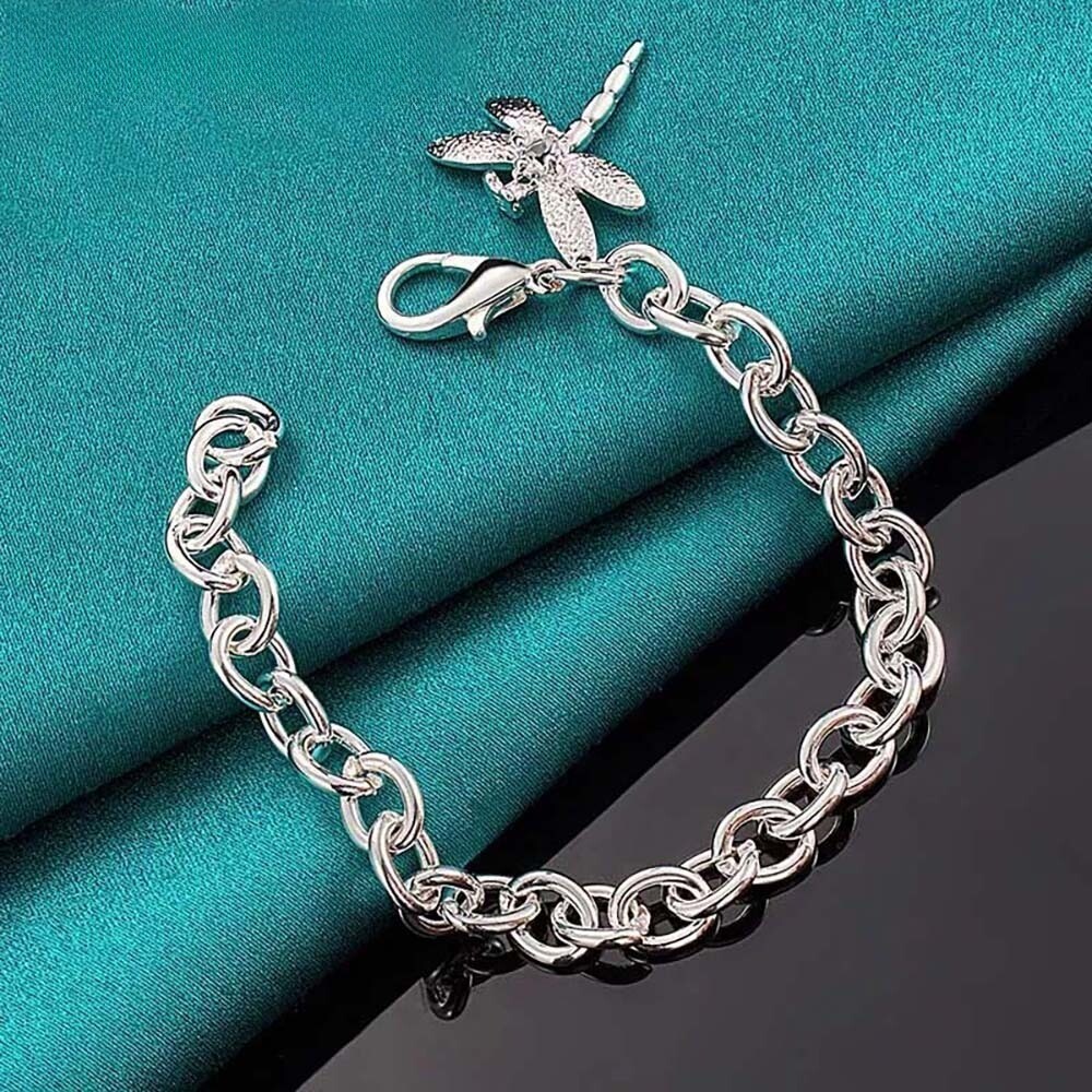 925 Sterling Silver Dragonfly Gift Bracelet for Women – Zircon Pendant Jewelry