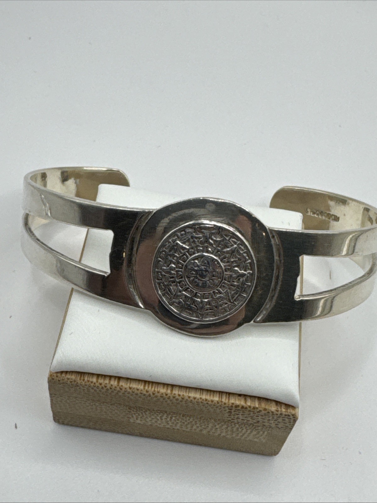 Vintage Sterling Mexico Mayan Calendar Cuff