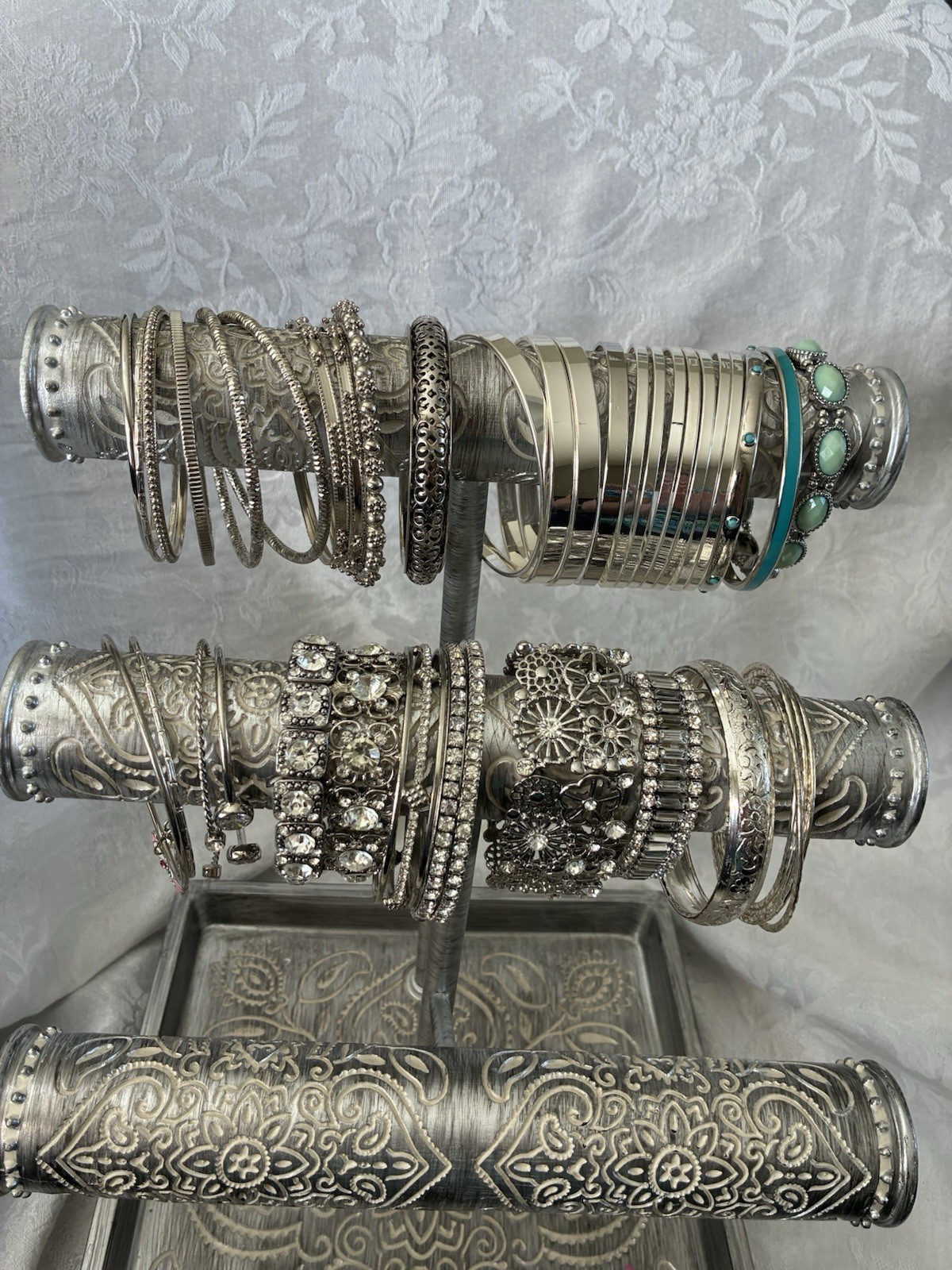 Lot Of 38 Silvertone Bracelets