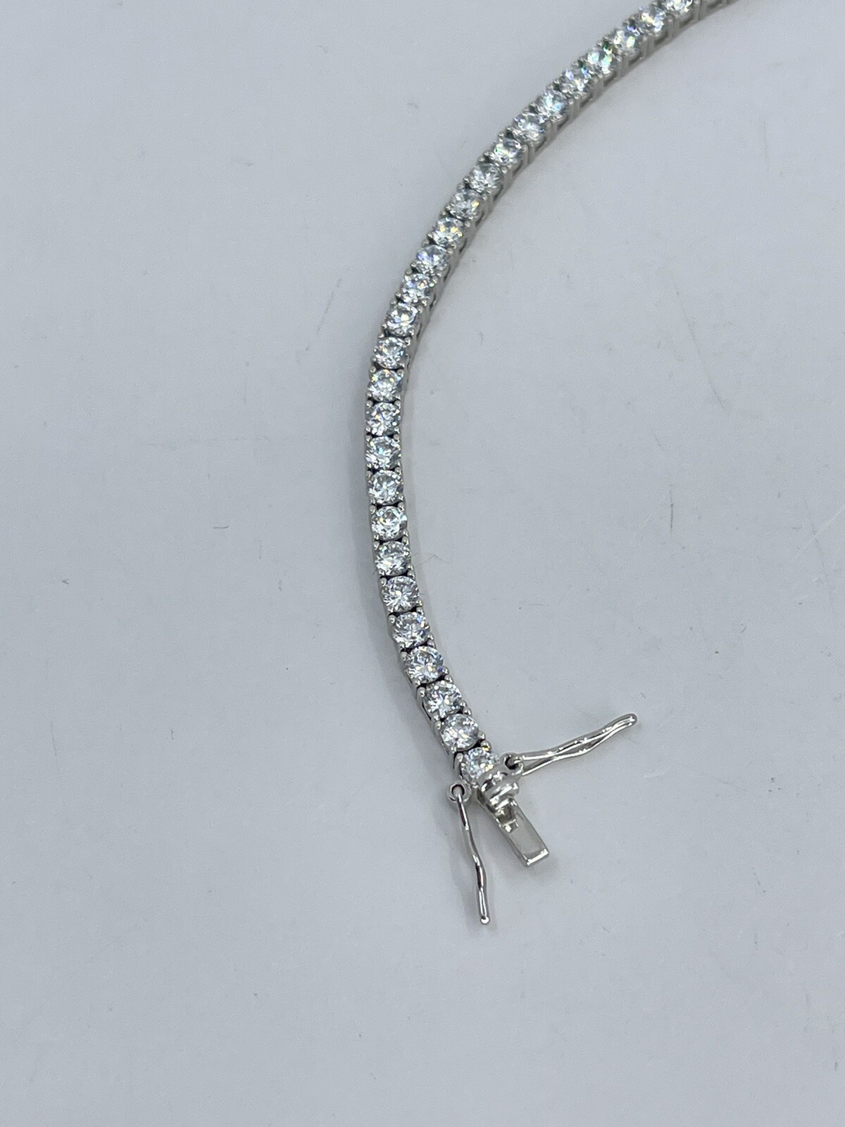 Tennis Bracelet 3mm Cubic Zirconia CZ white colorless silver tone 9″