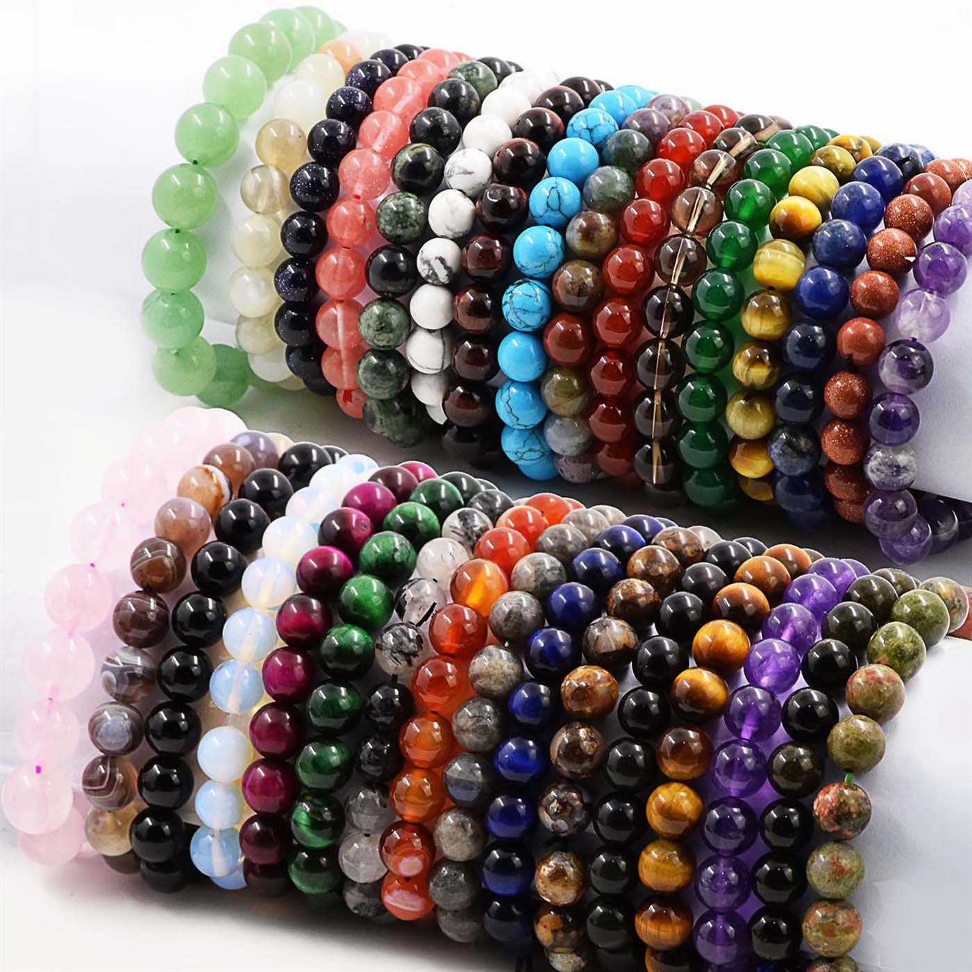 Wholesale Natural Gemstone Round Bead Bracelets Elastic Bangle 4mm 6mm 8mm 10mm