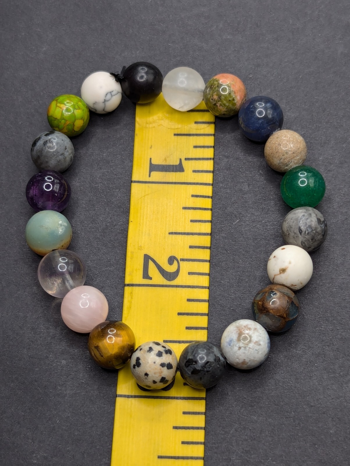 Women’s Stylish Mixed Gemstone 10mm Beaded Stretch Bracelet (17cm) S/M Wrist