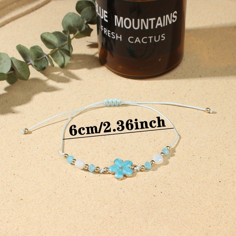 6Pcs Pastel Flower Beaded Bracelets Cute Summer Jewelry Gift for Women