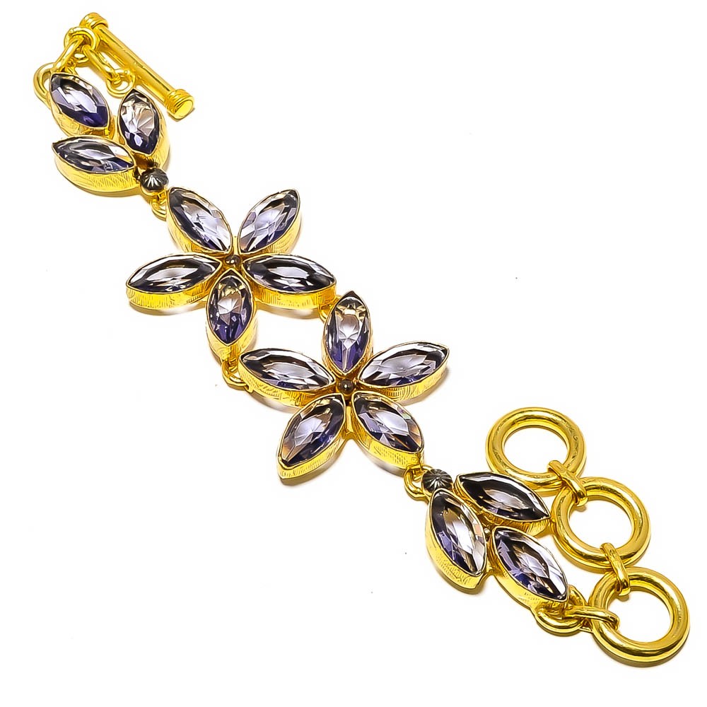 Iolite Gold Rhodium Plated Jewelry Bracelet 7-8″ T93