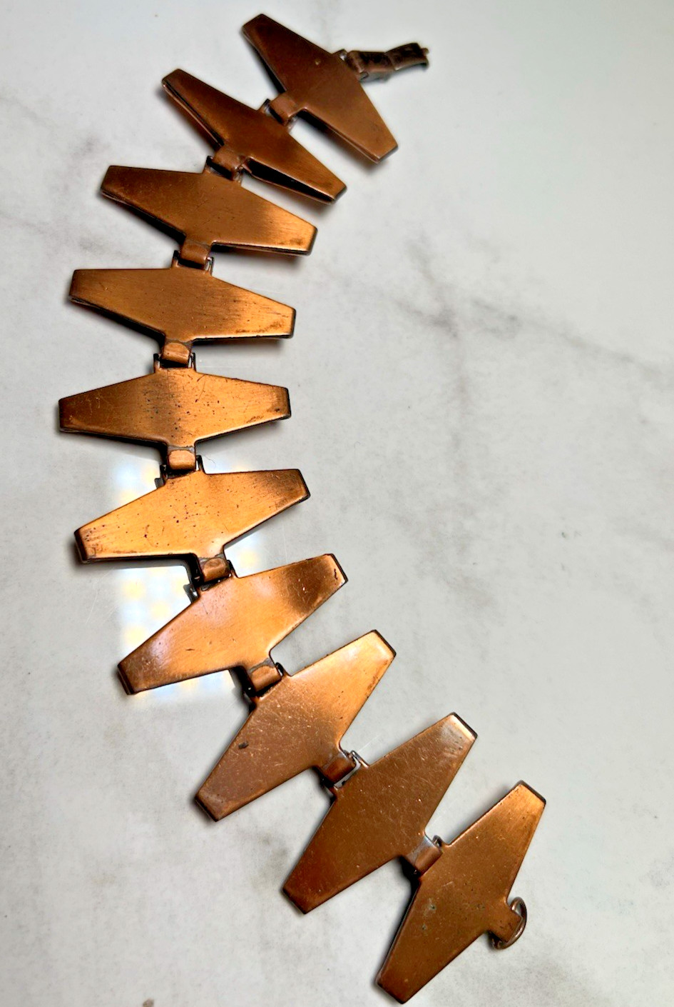 Renoir Matisse MCM Copper Bracelet 7″ Mid century modern black Geometric wide