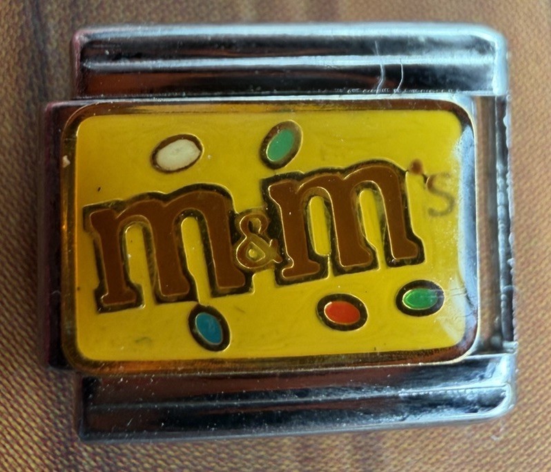 Vintage “M&Ms” YELLOW Candy Bag CHARM! ORIGINAL ITALIAN CHARM fits 9MM Bracelet