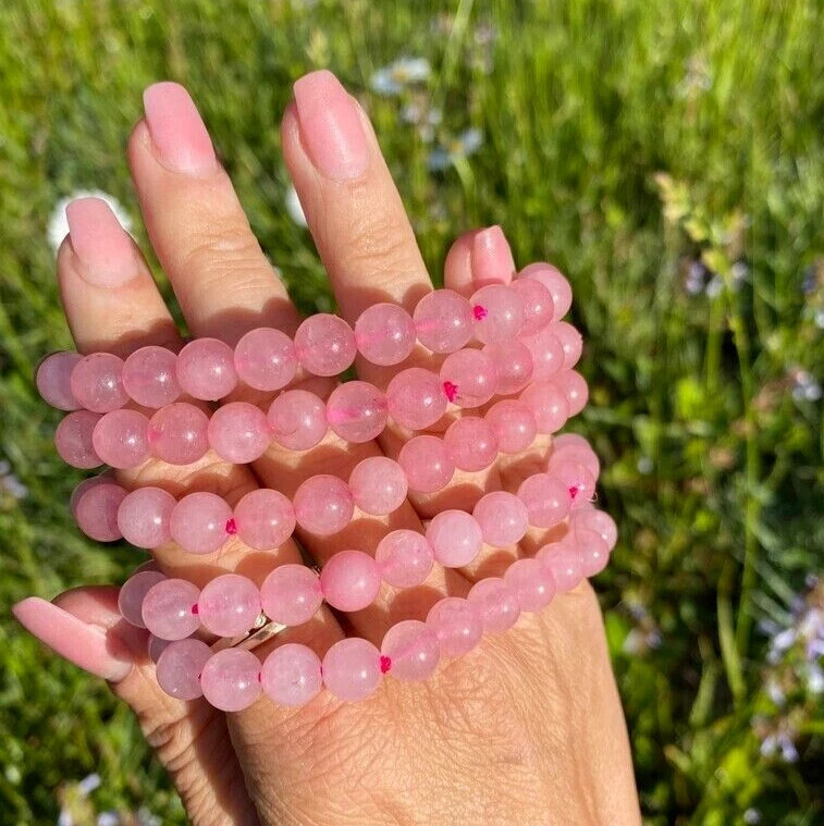 Natural Rose Quartz Stone Bracelet 8mm Beads Pink Crystal Women Bracelet Gift