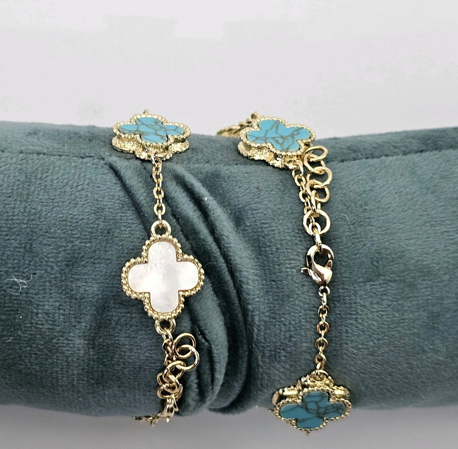 Trendy Clover Bracelet Bundle Lot of 2 Gold-plated Turquoise Multicolor NWT