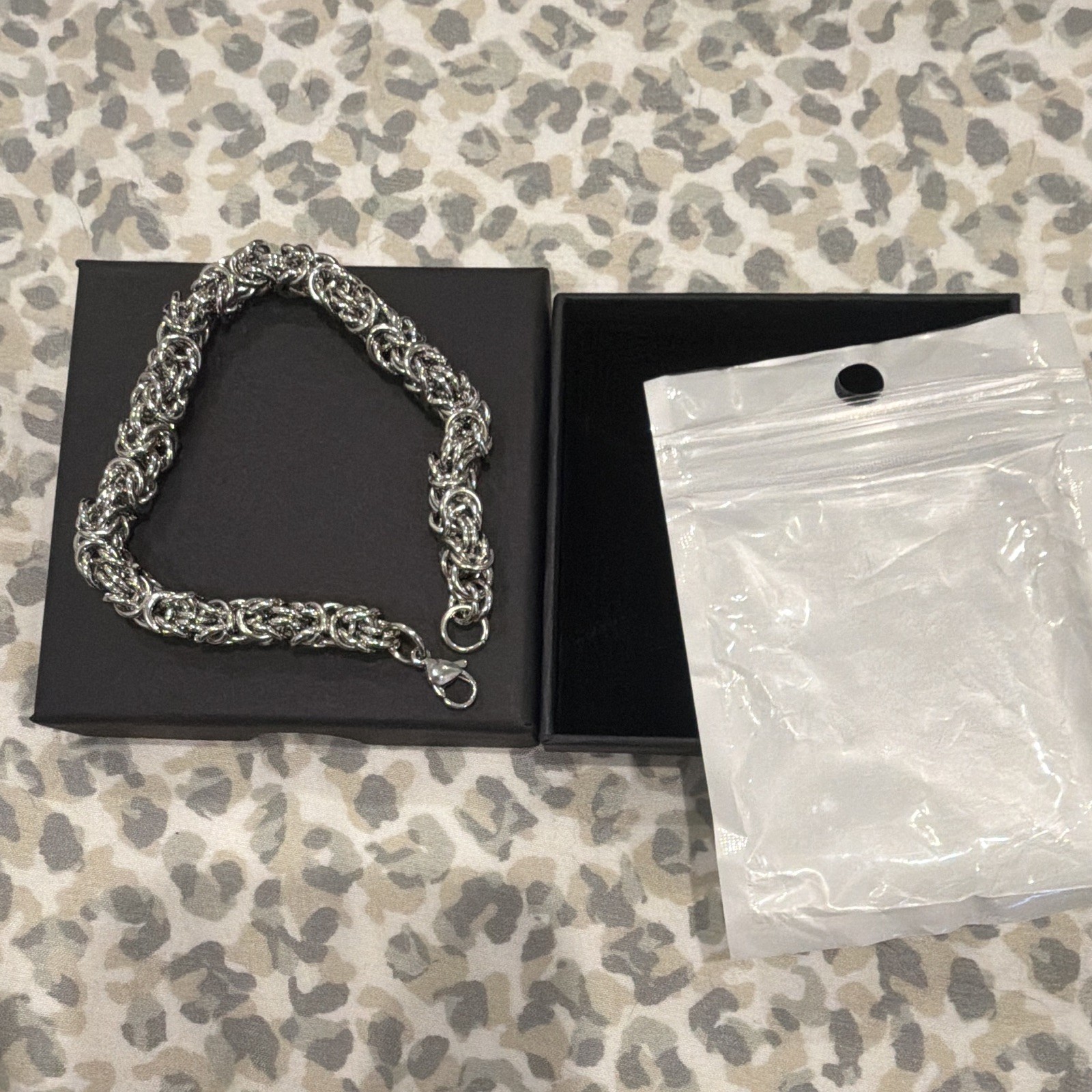Silver Tone Byzantine Chain Bracelet Metal Lobster Clasp No Stone