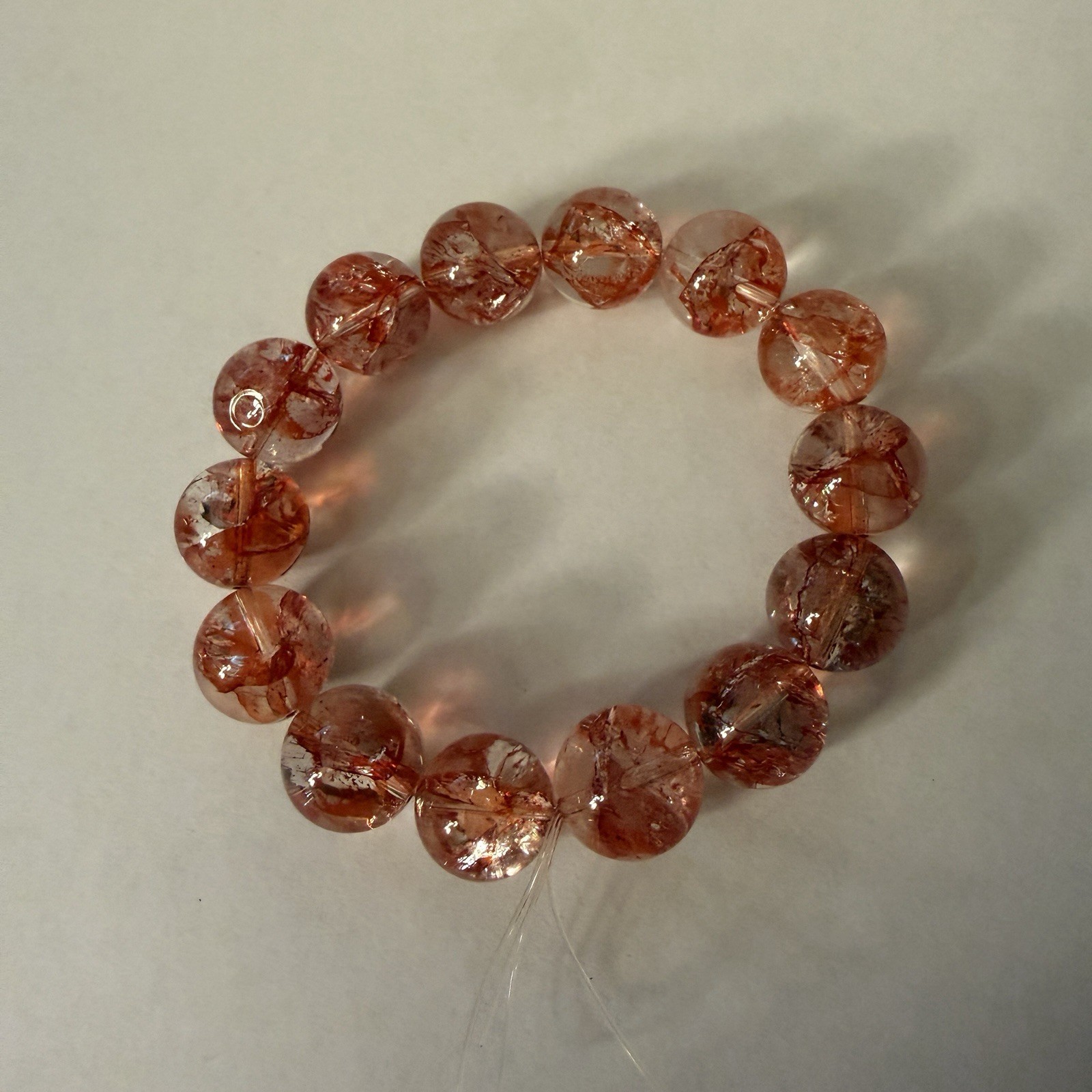 Red Phoenix Feather Quartz Beaded Stretch Beads Bead Stretchy Bracelet 15mm