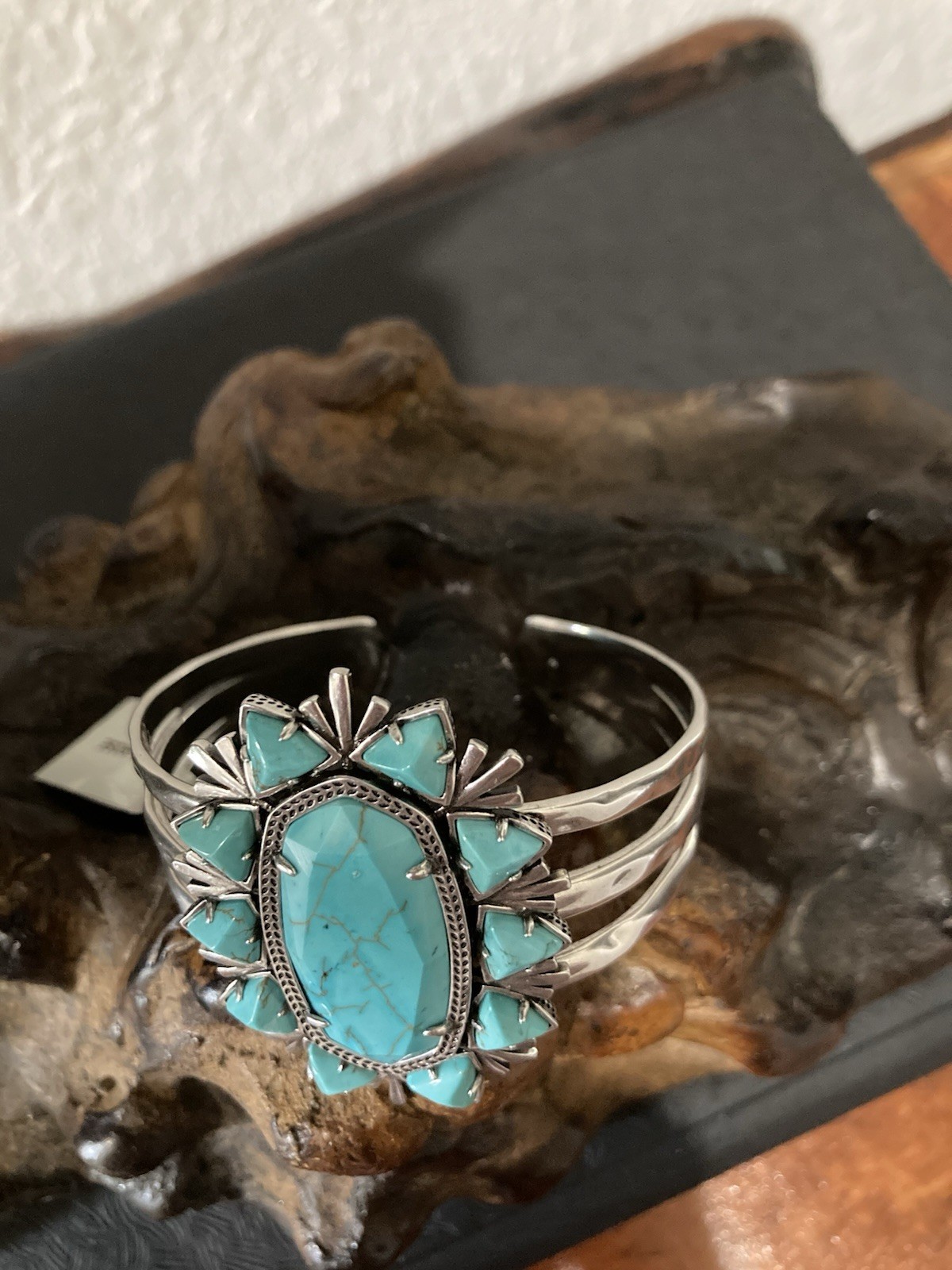 Kendra Scott Havana Turquoise Vintage Silver Cuff Bracelet Yellow Rose NWT