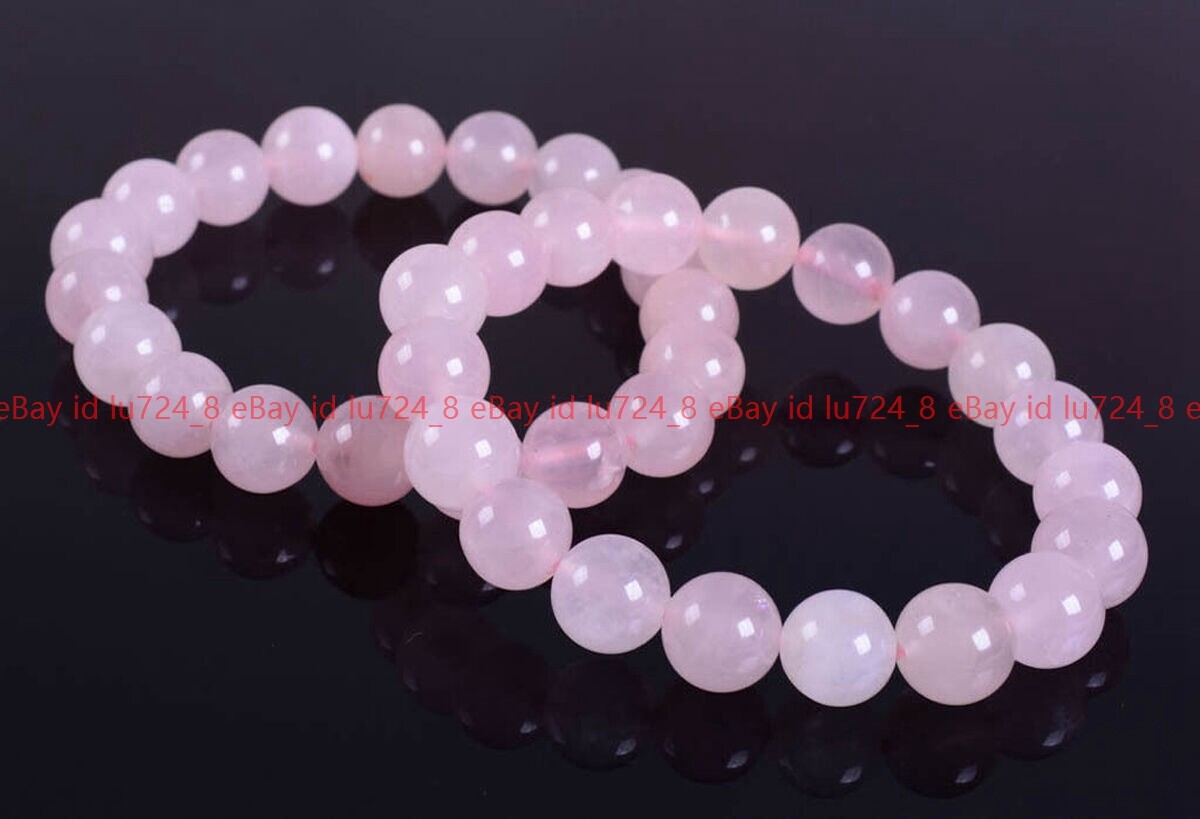 6-14mm Natural Pink Rose Quartz Round Gems Beads Stretchy Elastic Bracelet 7.5″