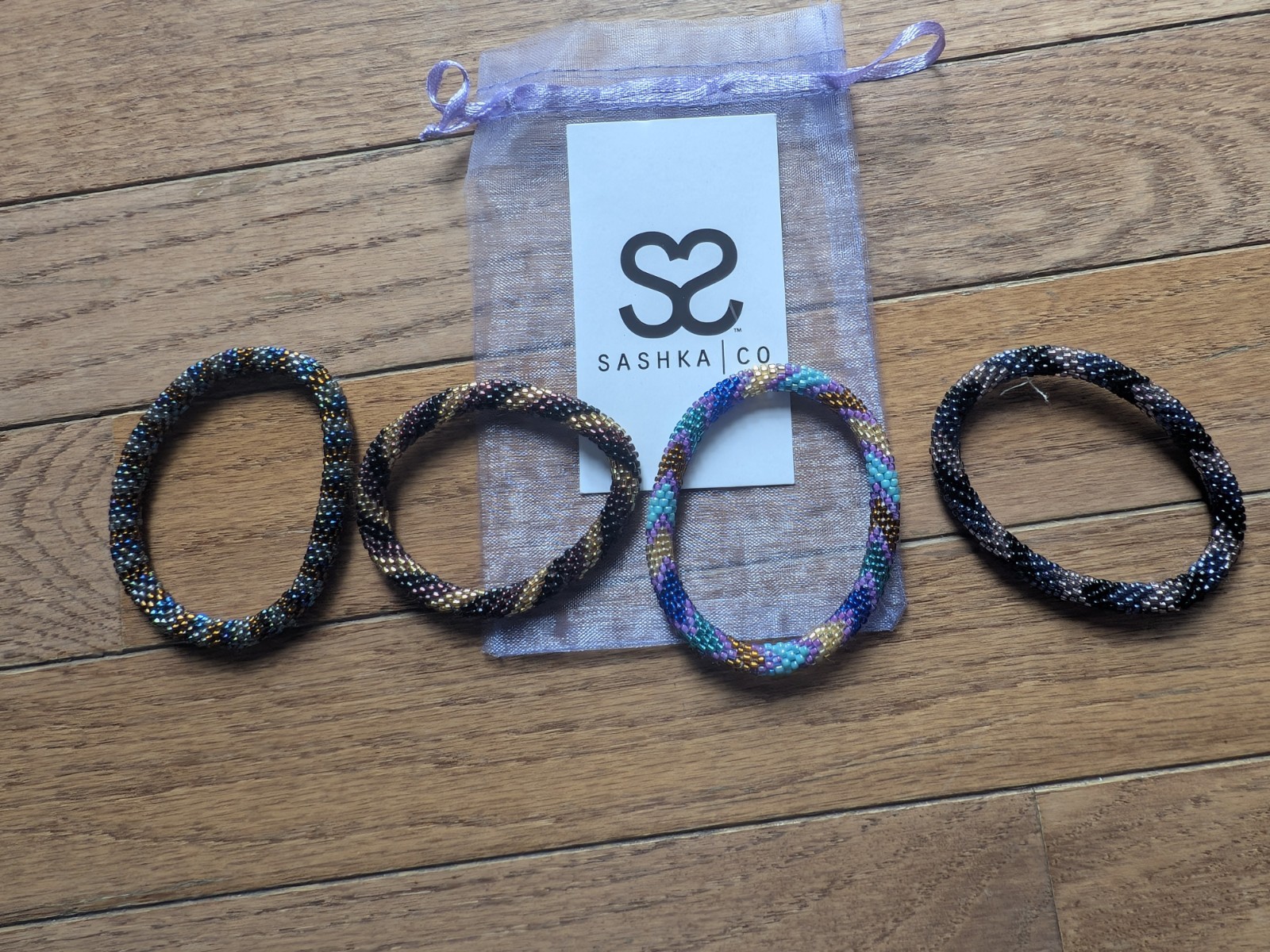 Sashka Beaded Bracelet Lot Of 4 Bracelets In Black/Multicolor NWOT