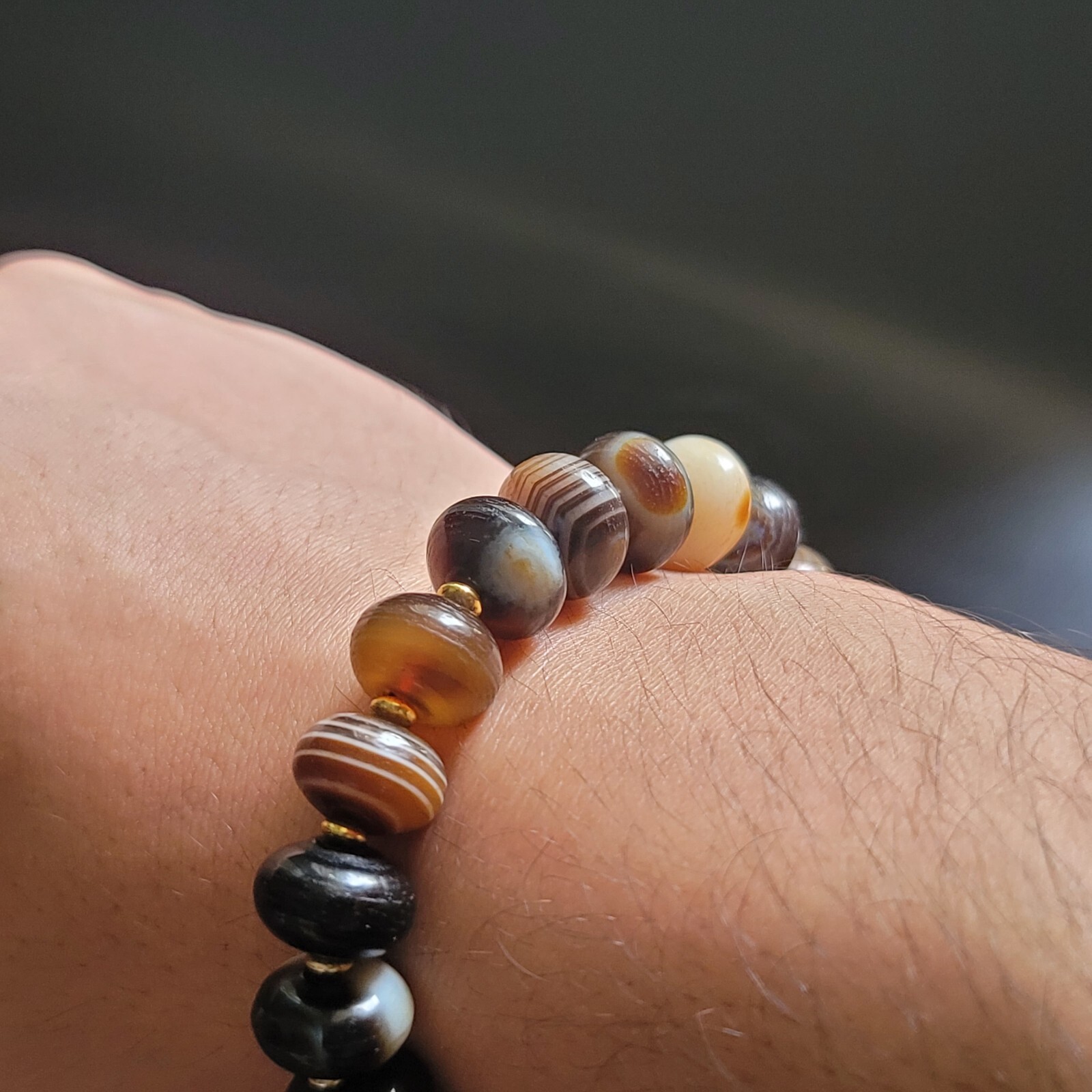Antique Himalayan Tibetan Soleimani Eye Agate Beaded Bracelet