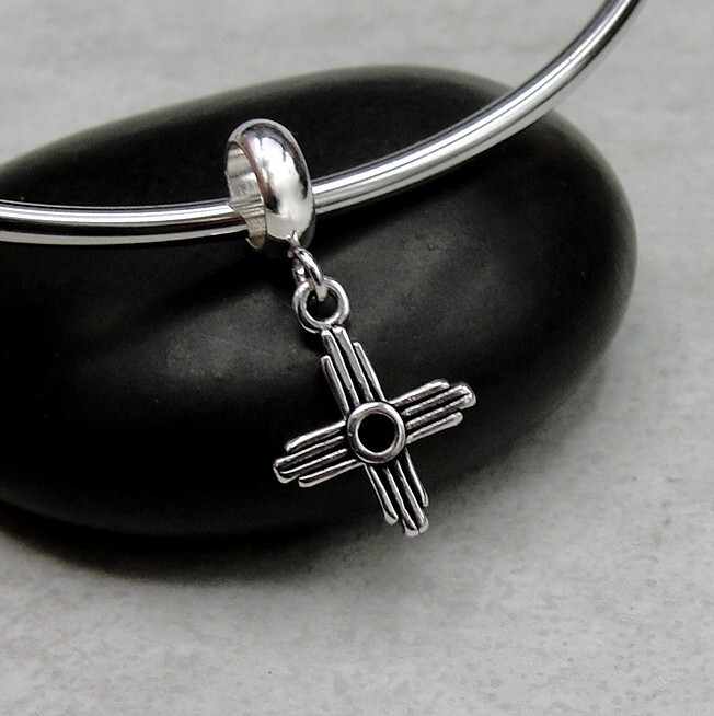 925 Sterling Silver New Mexico Zia Symbol Dangle Charm – fits European Bracelets