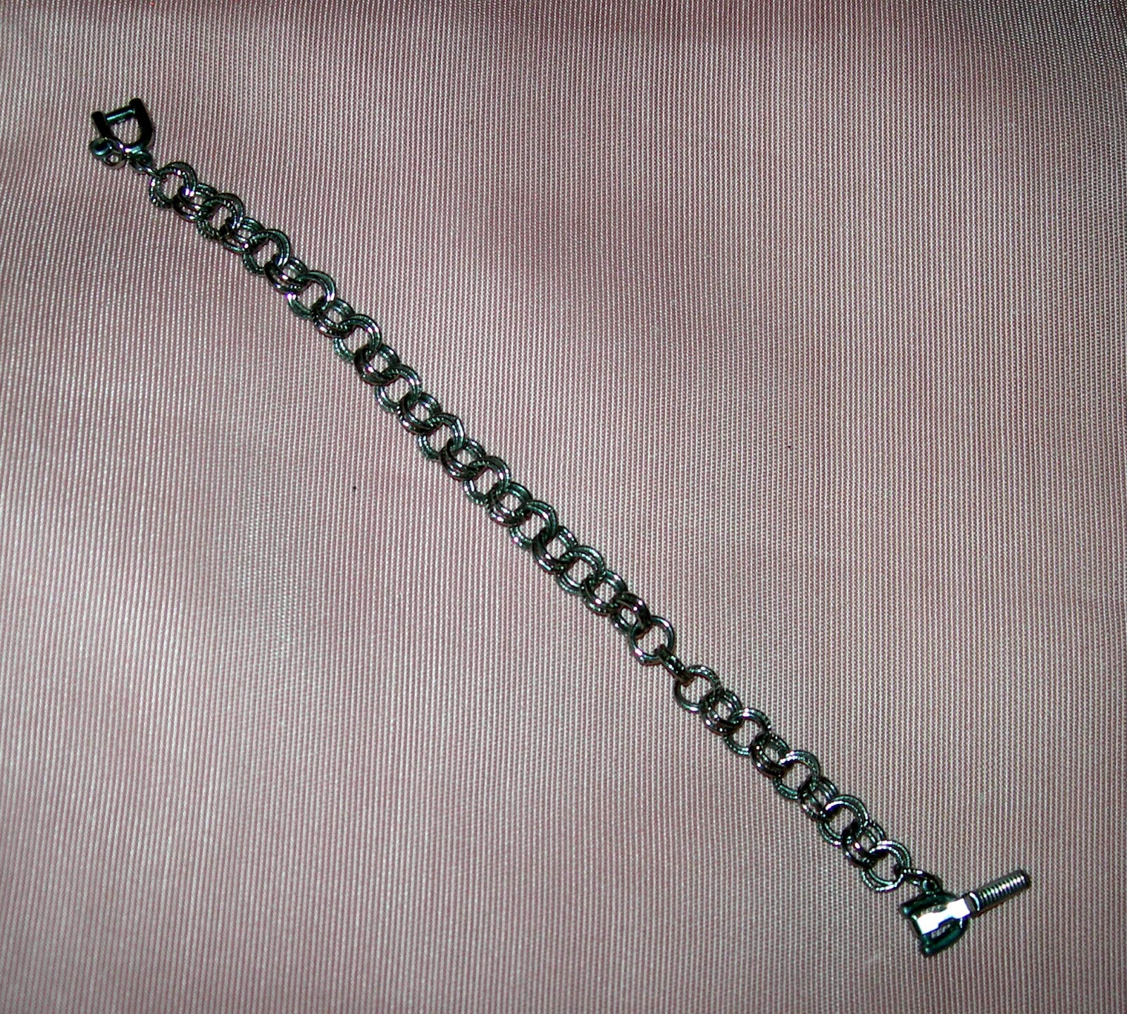 Silver Tone Metal Double Ring Charm Bracelet Clasp 6″ w/ One Jump Ring for Charm