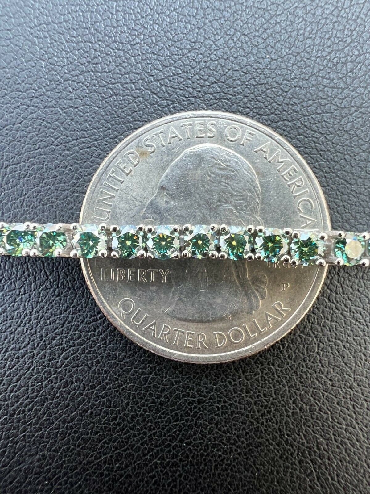 Blue Green MOISSANITE Tennis Bracelet 925 Sterling Silver Pass Test 3mm Hip Hip