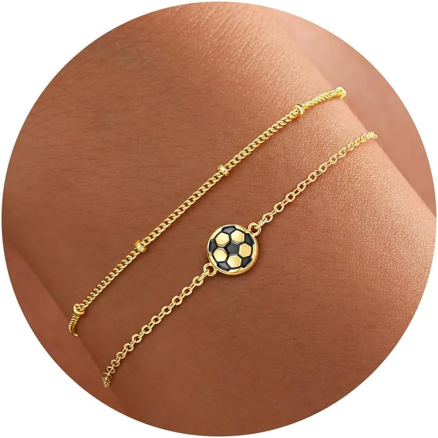Turandoss World Cup 2026 Competition Ball, Sports Bracelet for Women Girls Gold