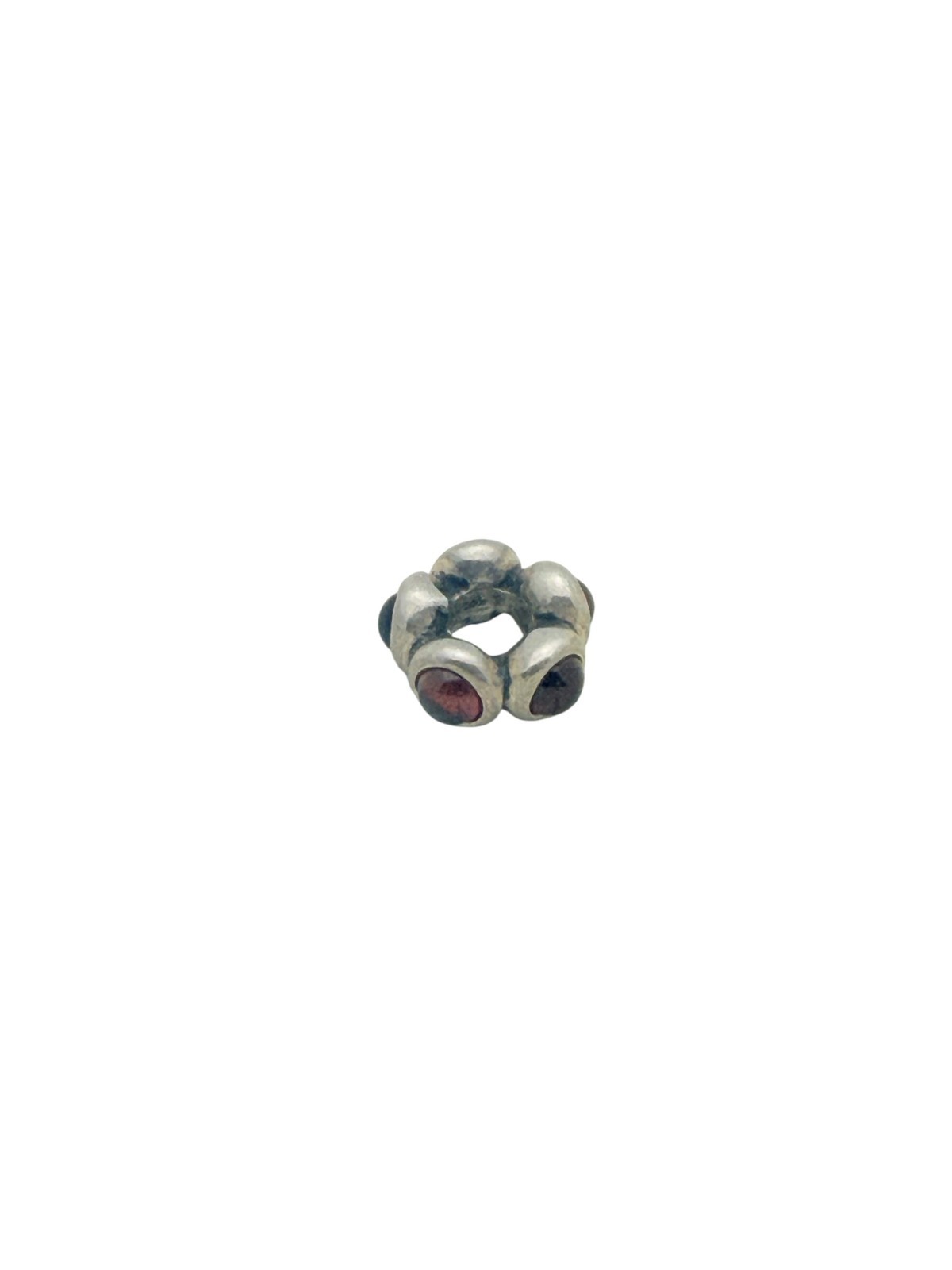 Pandora Sterling Silver Red Garnet Cabochon Spacer Charm