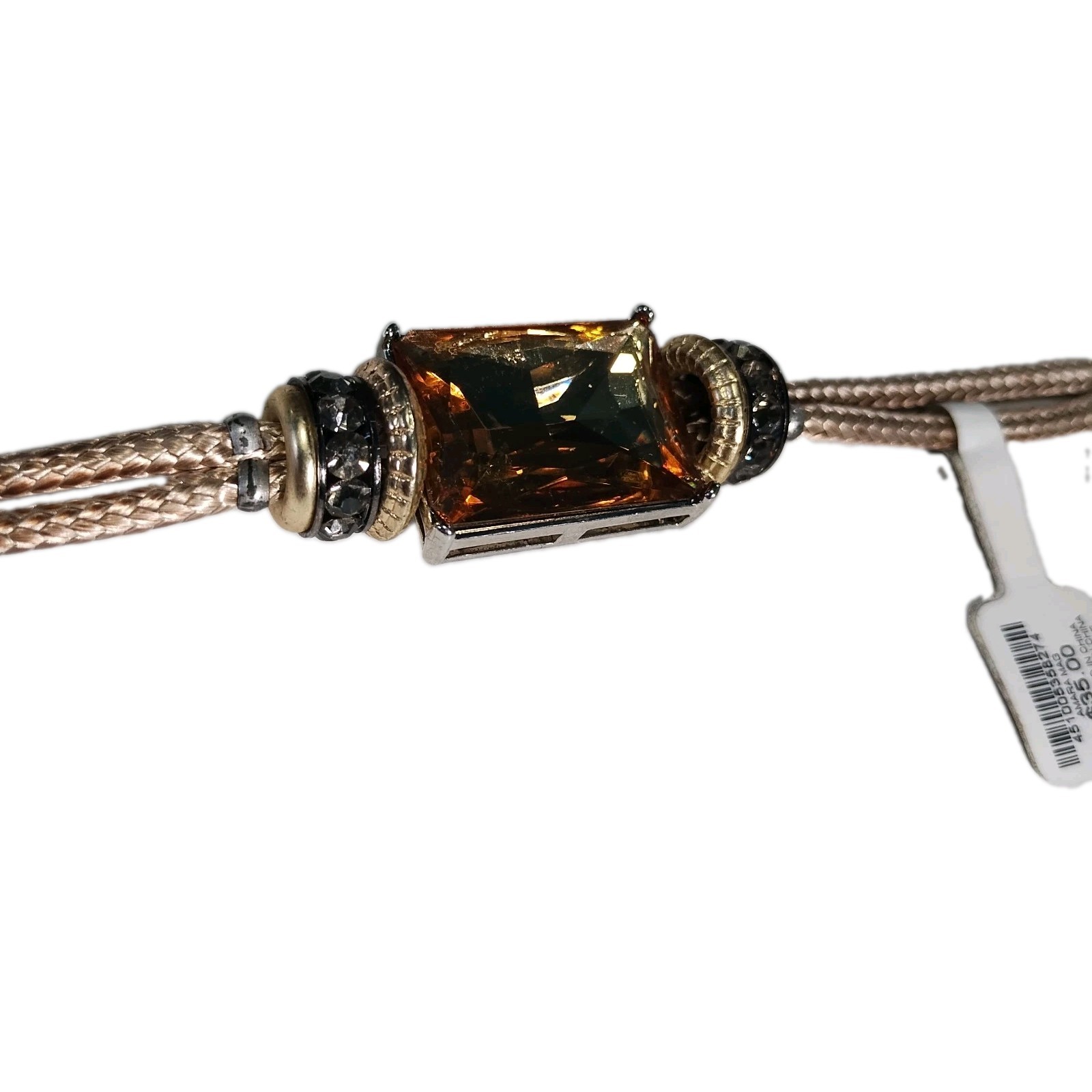 Chico’s Amara Mag Bracelet Braided Cord Mixed Metal Bead Magnetic Close MSRP $35