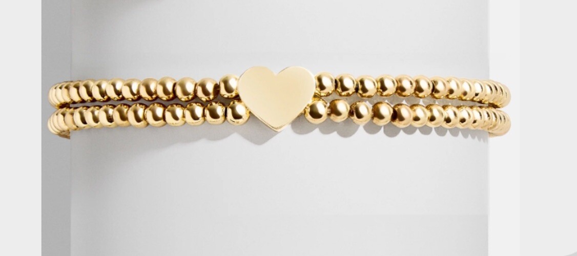 NEW Baublebar Ivy Heart Pisa Bracelet Double Strand Gold Plated Brass