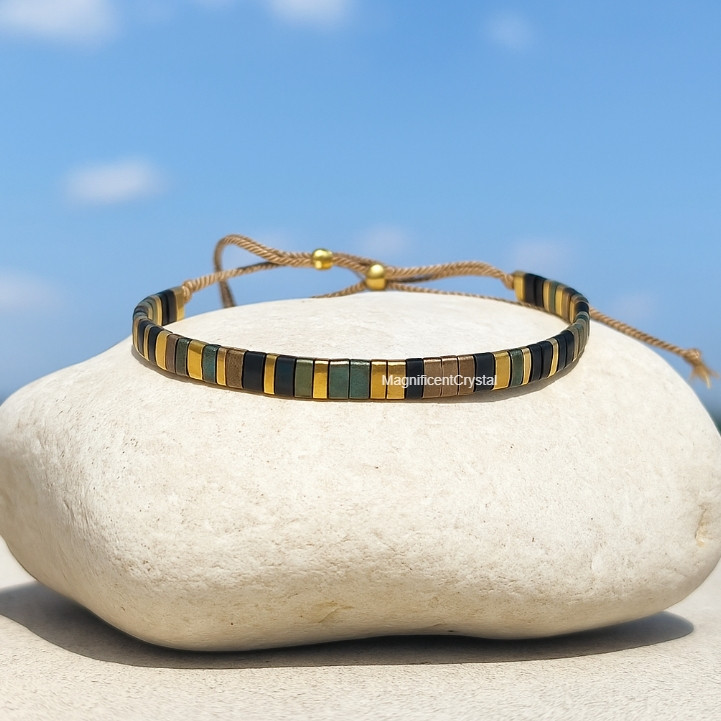 Vinatge Miyuki Tila 24K Gold Plated Boho Bracelet Chic Minimalist Women Jewelry