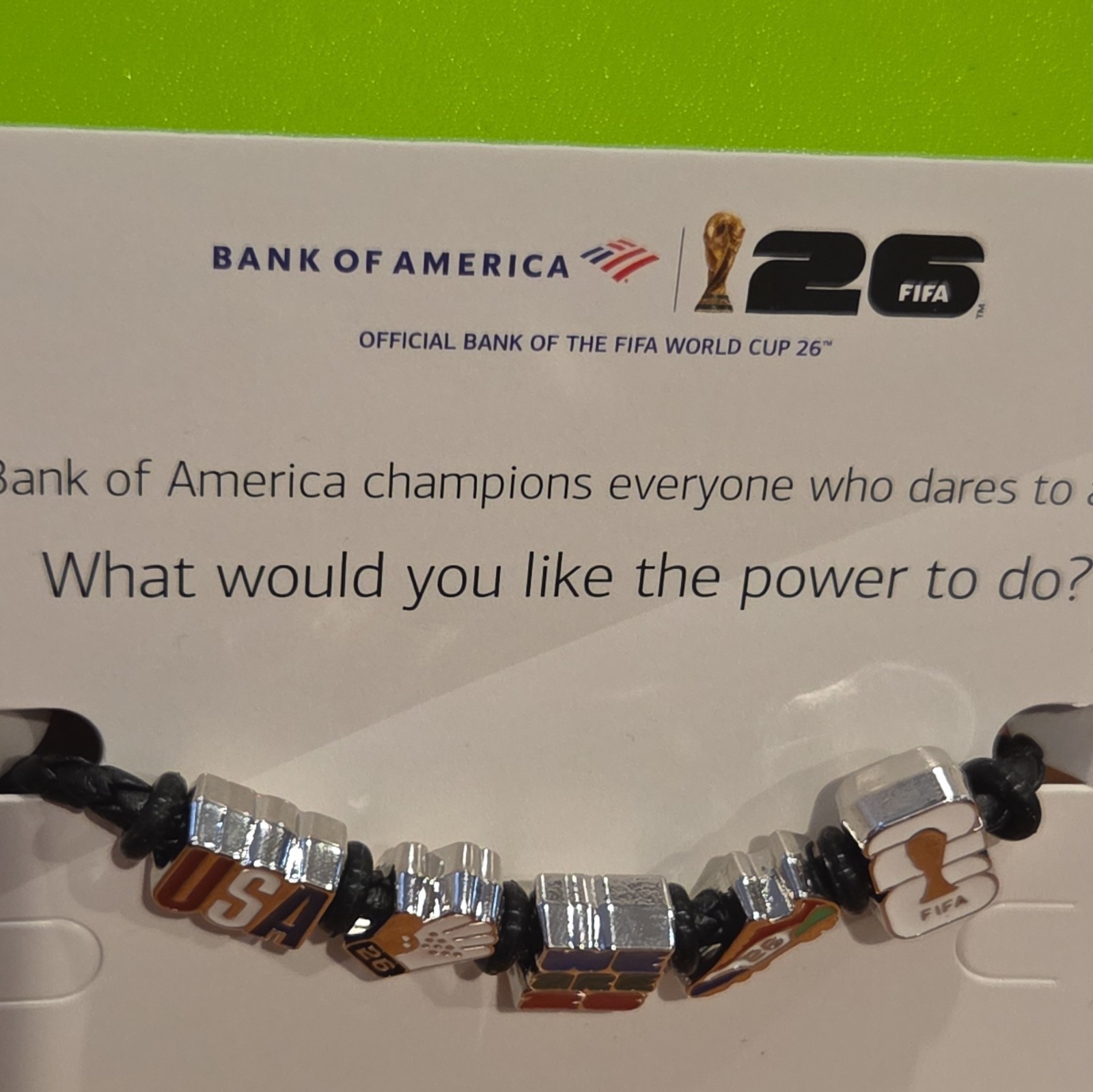 Official Bank of America FIFA World Cup 2026 Large Black Fan Charm Bracelet!