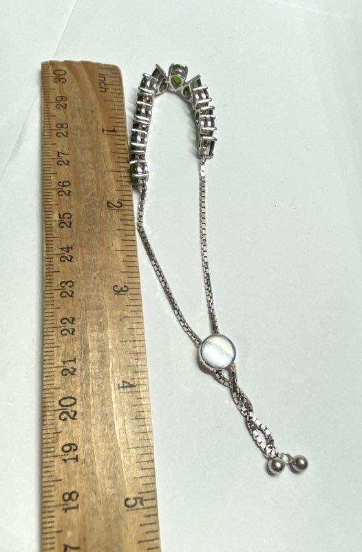 D.K. Sterling Silver Diop Side Pear Shape Stones Pull & Slide Bracelet 11.0g
