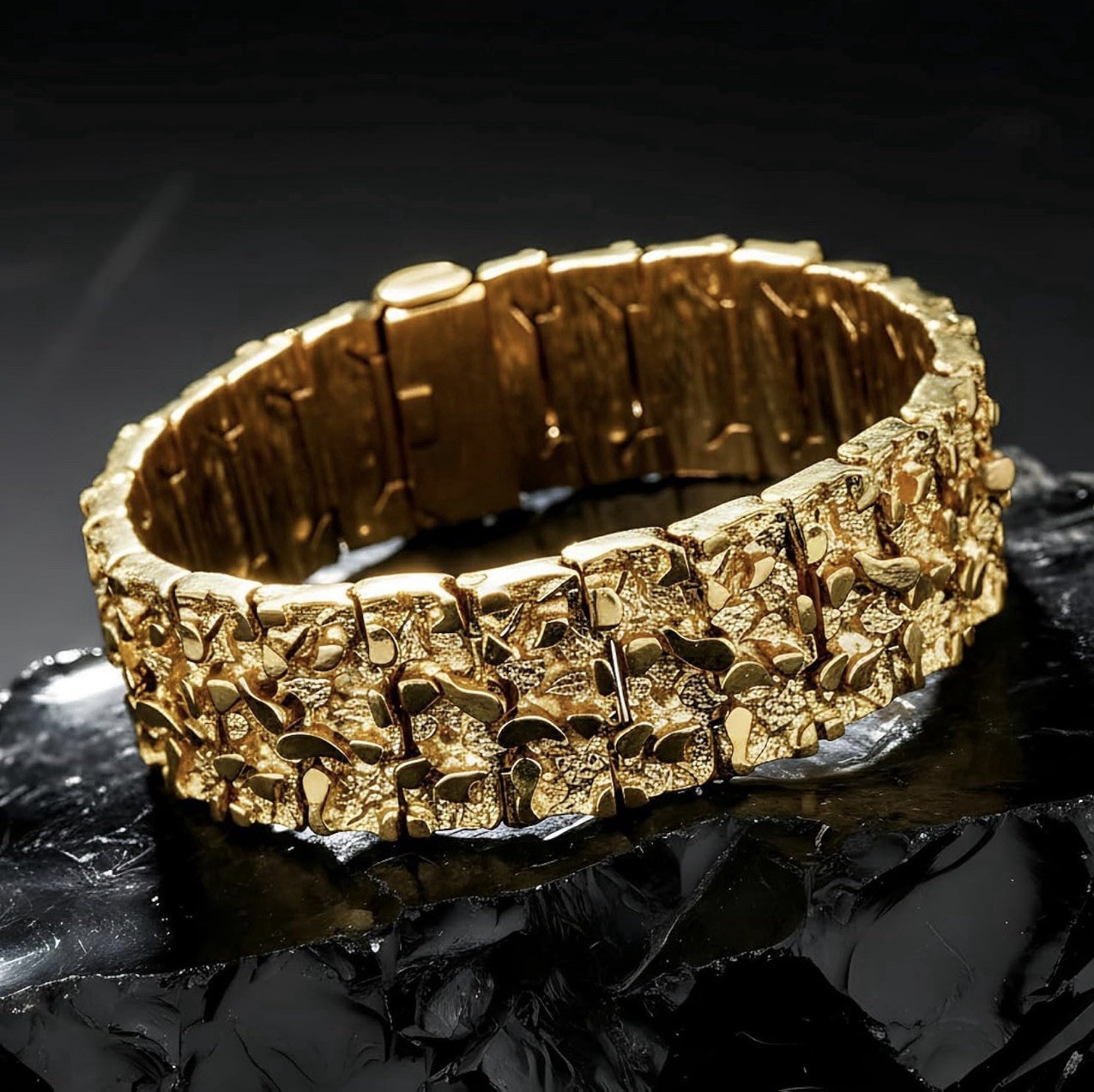 Thick Real 24K Gold Plated Bracelet – Heavy Chunky Statement Bracelet