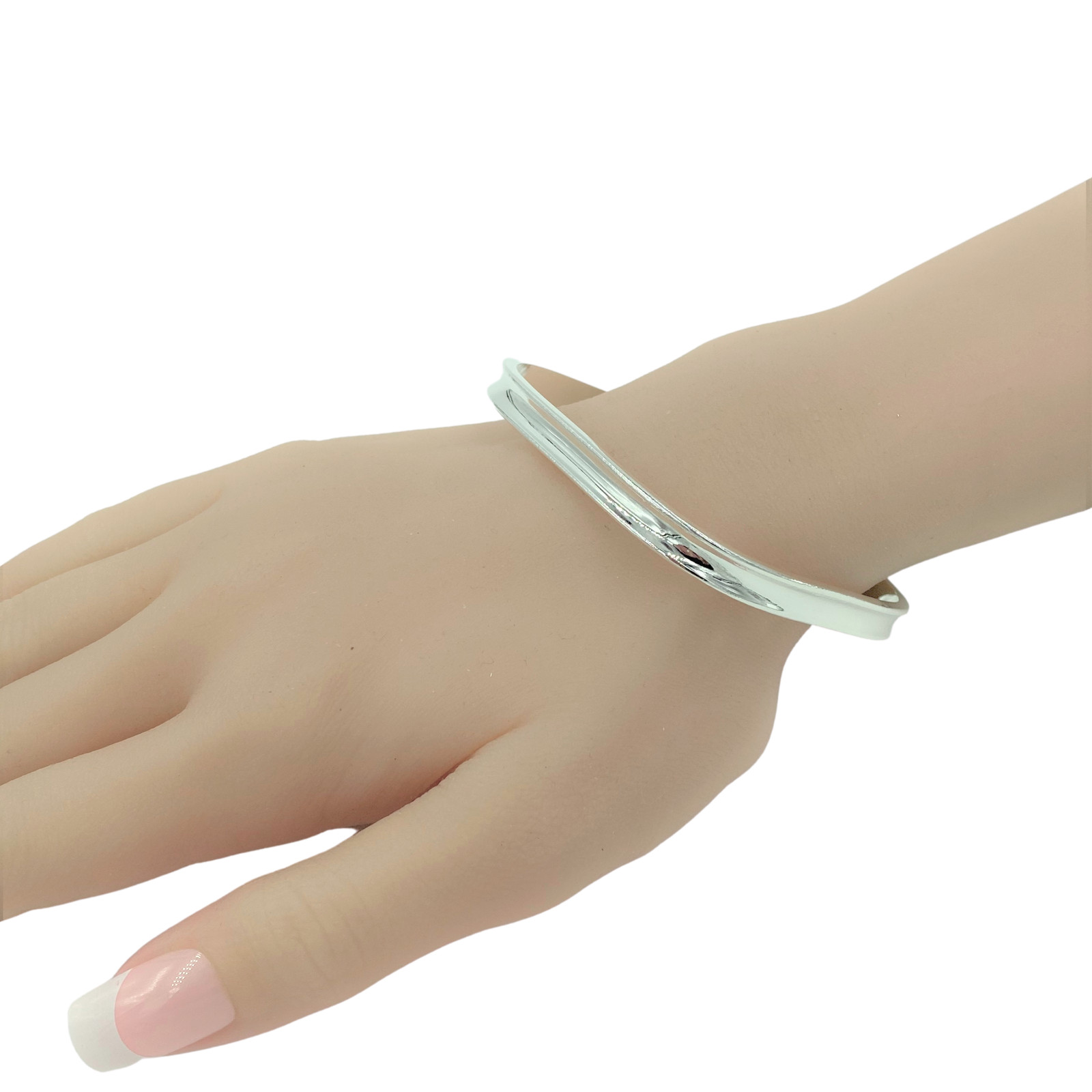 Square Rail Bangle Bracelet Size 7.75 Sterling Silver