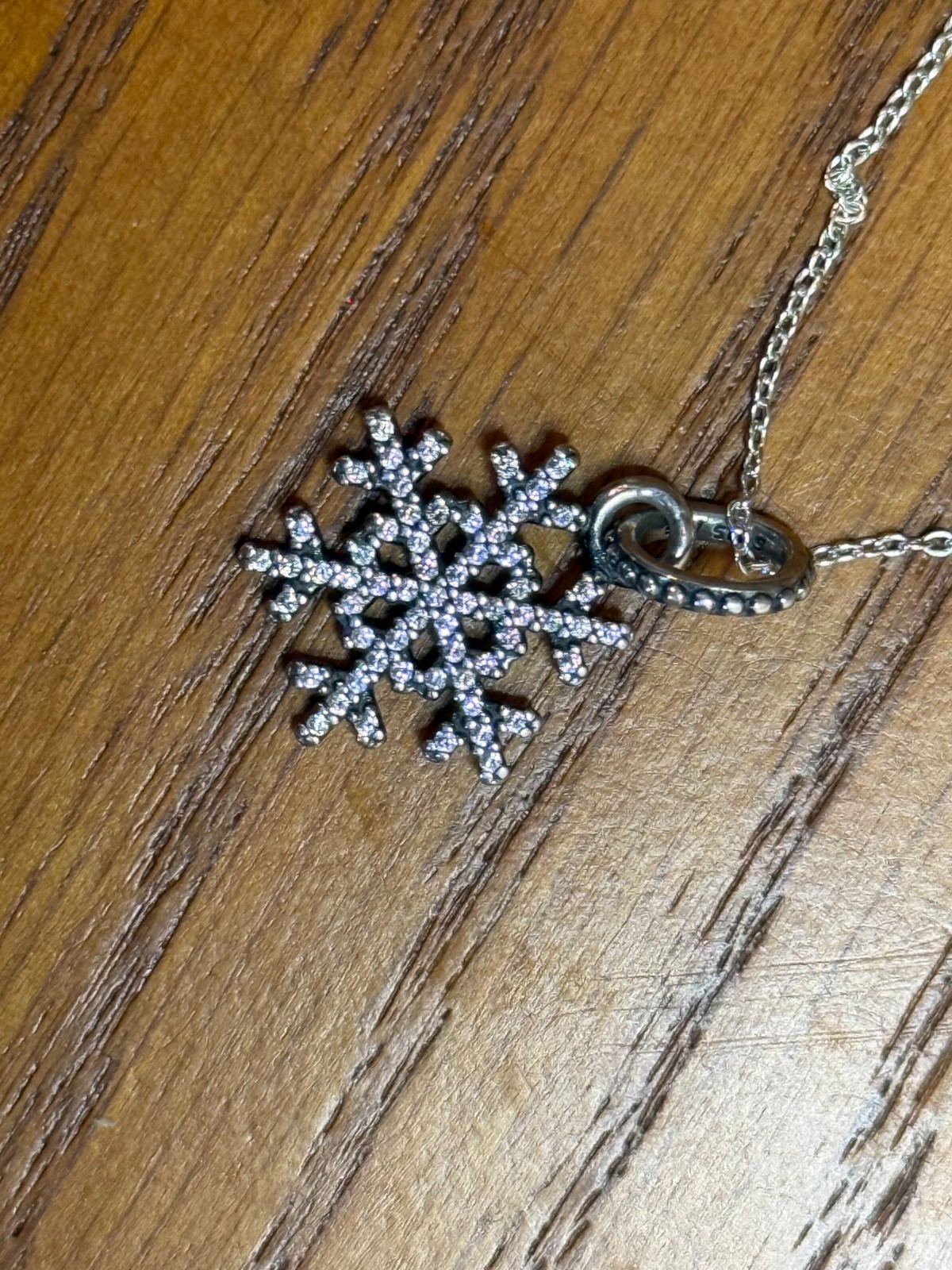 Authentic Pandora Sparkling Snowflake Necklace 390302CZ w Snowflake Charm