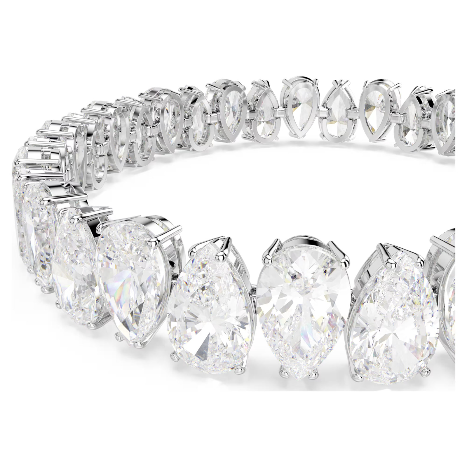 Matrix Tennis bracelet Pear cut, White, Rhodium plated